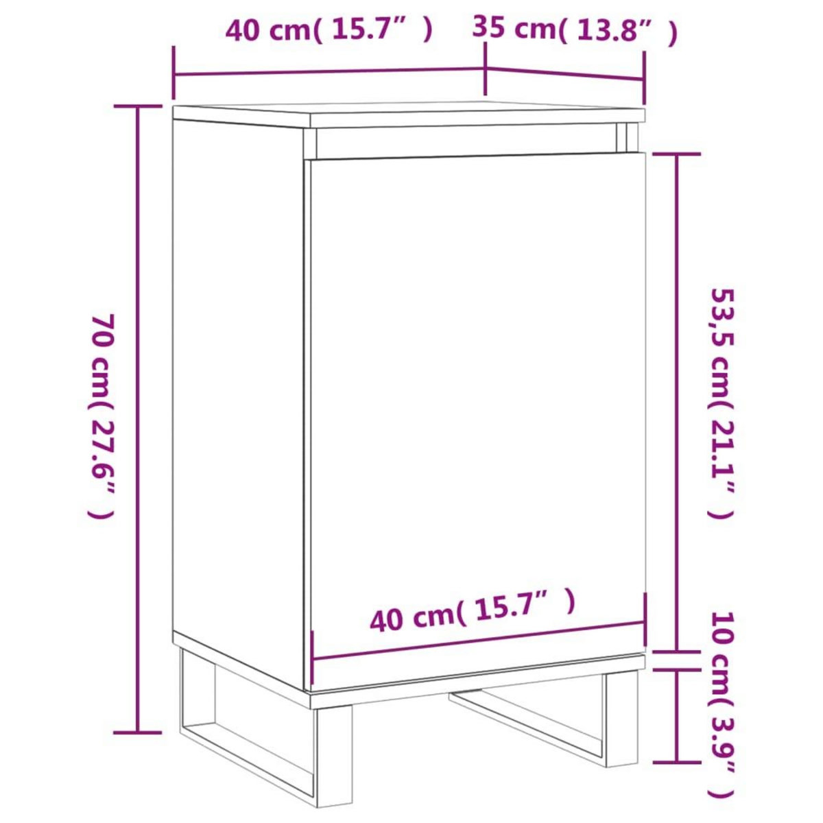 VIDAXL Buffet sonoma gris 40x35x70 cm bois d'ingenierie