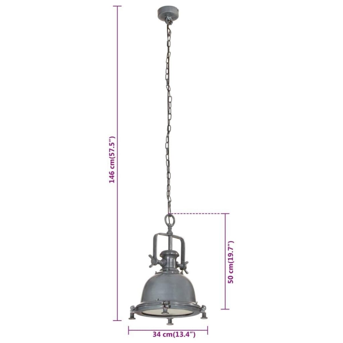 VIDAXL Lampe suspendue 34x34x146 cm aluminium