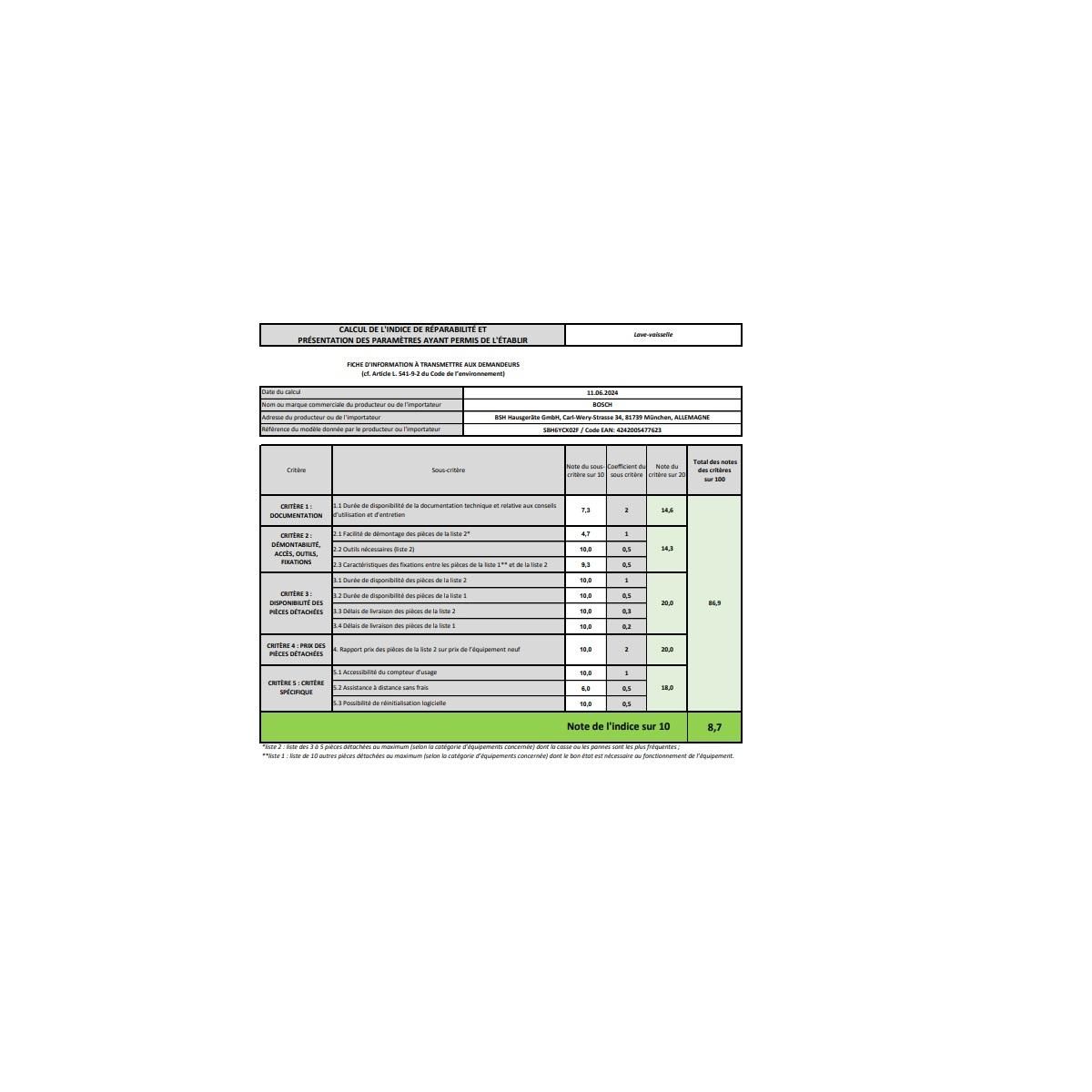 BOSCH Lave-vaisselle 60cm 14 couverts 44db - SBH6YCX02F