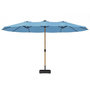 Voir la diapositive 5 : OUTSUNNY Parasol de jardin double XXL mât métal effet bois manivelle pied à lester inclus