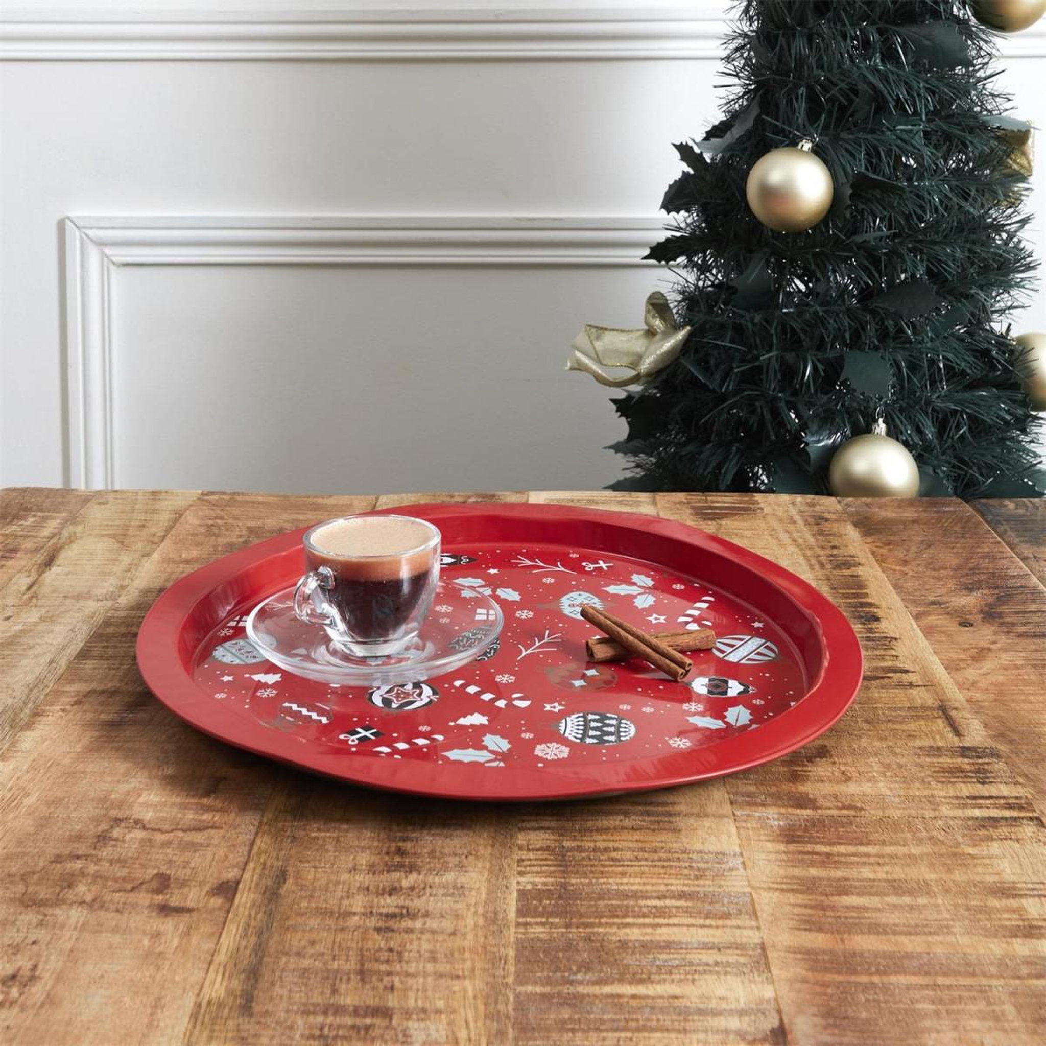Voir la diapositive 3 : The Home Deco Factory Plateau de service  noël magique  32cm rouge