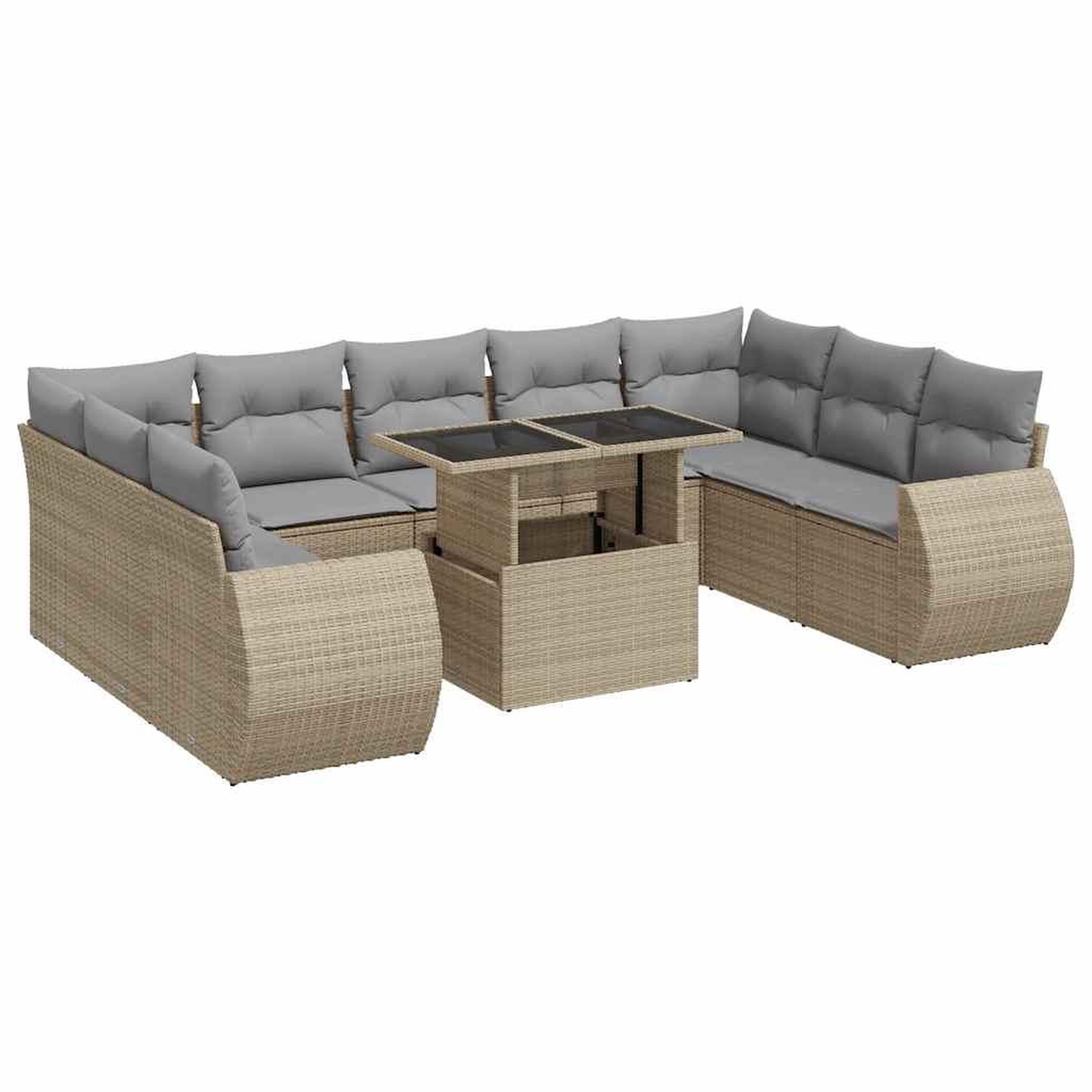 Voir la diapositive 2 : VIDAXL Salon de jardin avec coussins 10 pcs beige resine tressee