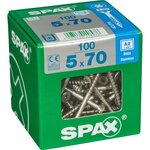 CENTRALE BRICO Lot de 100 vis inox tête fraisée torx SPAX, Diam.5 mm x L.70 mm