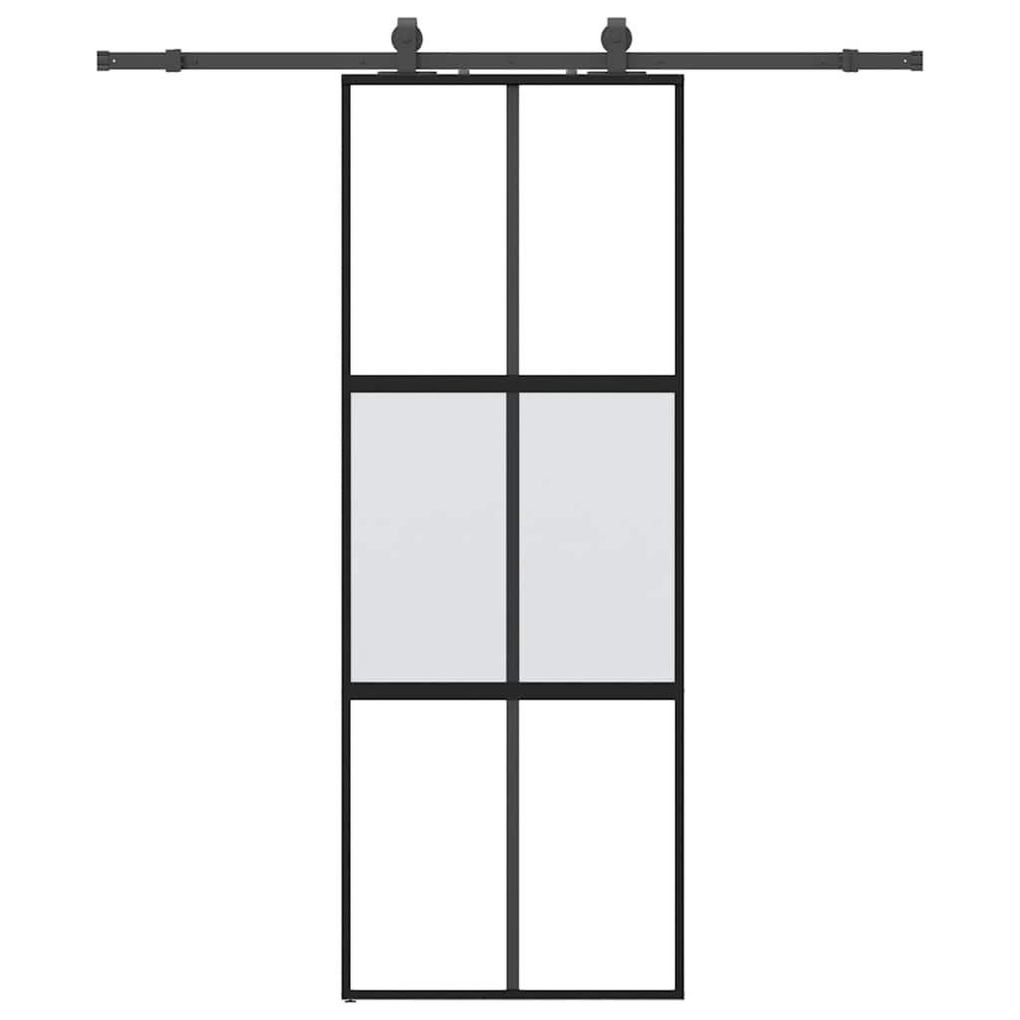 Voir la diapositive 2 : VIDAXL Porte coulissante kit quincaillerie noir 76x205 cm verre trempe