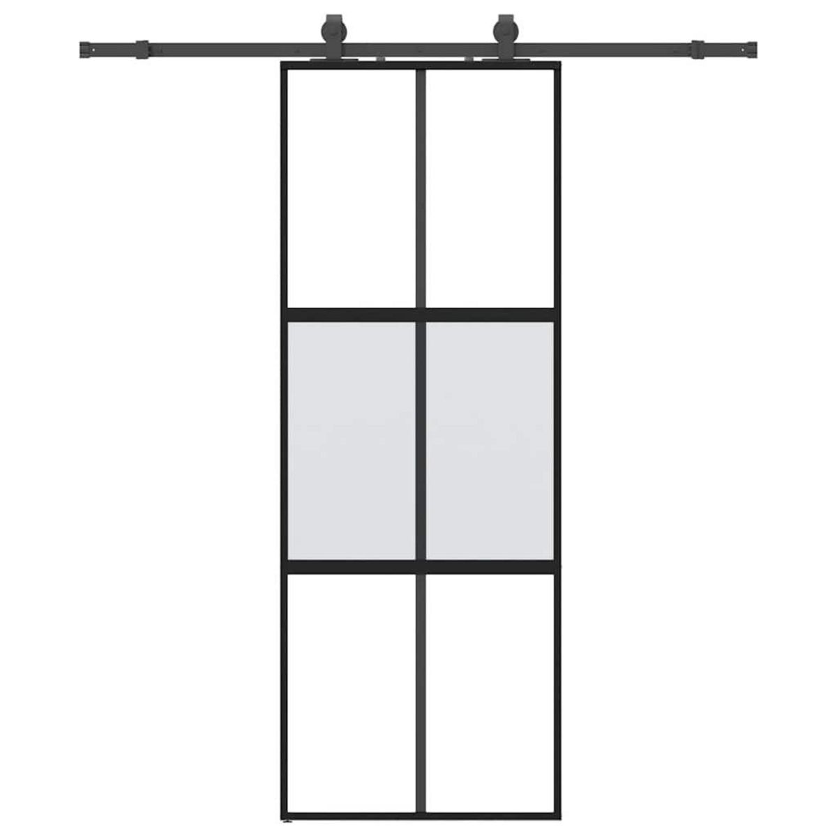 VIDAXL Porte coulissante kit quincaillerie noir 76x205 cm verre trempe