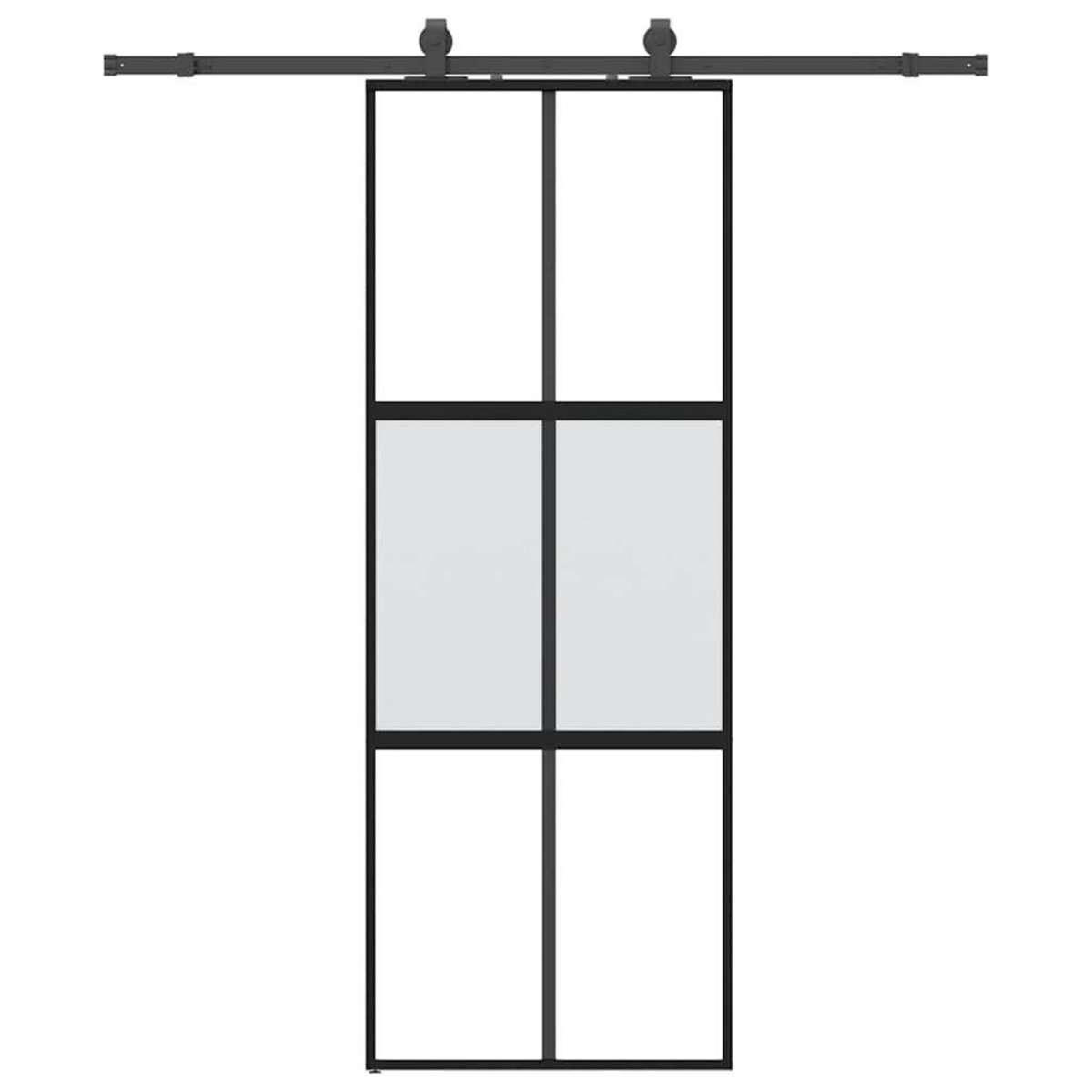 VIDAXL Porte coulissante kit quincaillerie noir 76x205 cm verre trempe