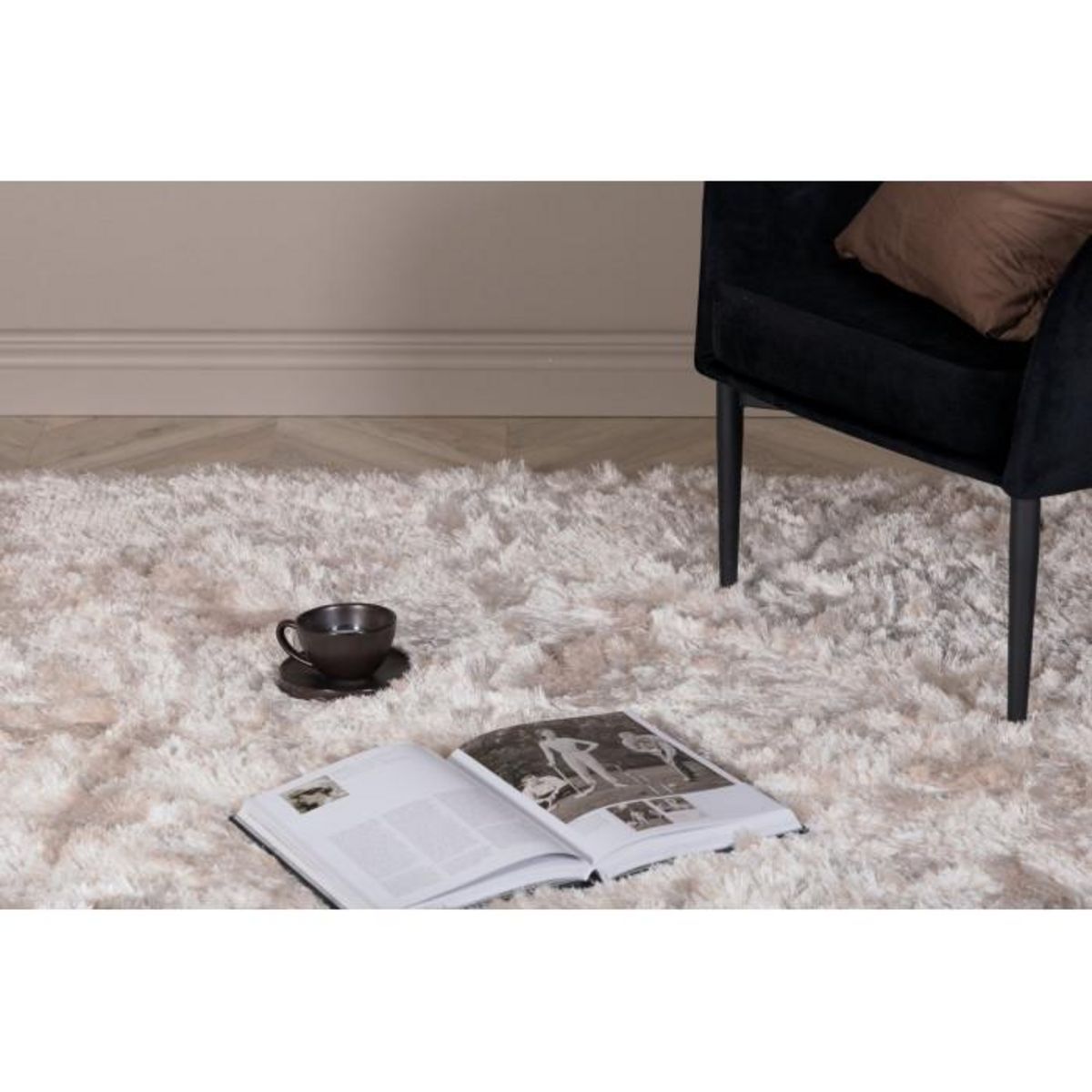 Paris Prix Tapis Déco Shaggy  Shiva  171x242cm Champagne