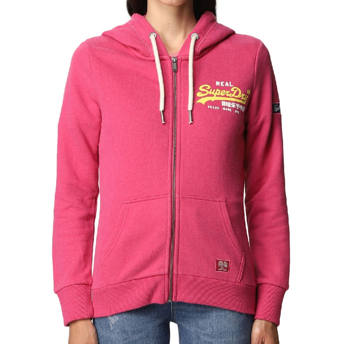 SUPERDRY Sweat capuche Rose Femme Superdry Duo pas cher Auchan