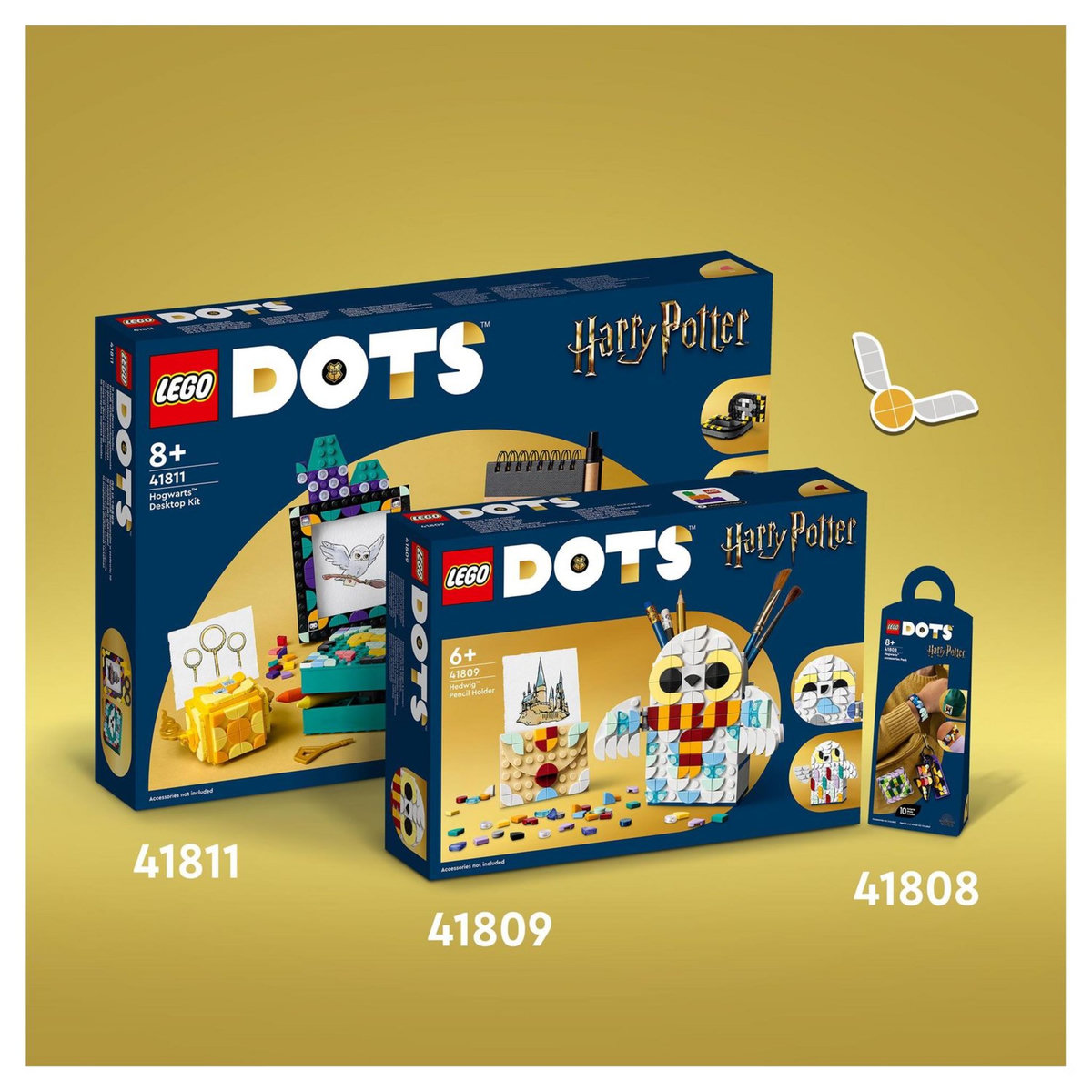 LEGO DOTS 41808 - Ensemble d&rsquo;accessoires Poudlard, Jouet Création de Bijoux sur Harry Potter avec Bracelet, 2 Étiquettes et Plaque