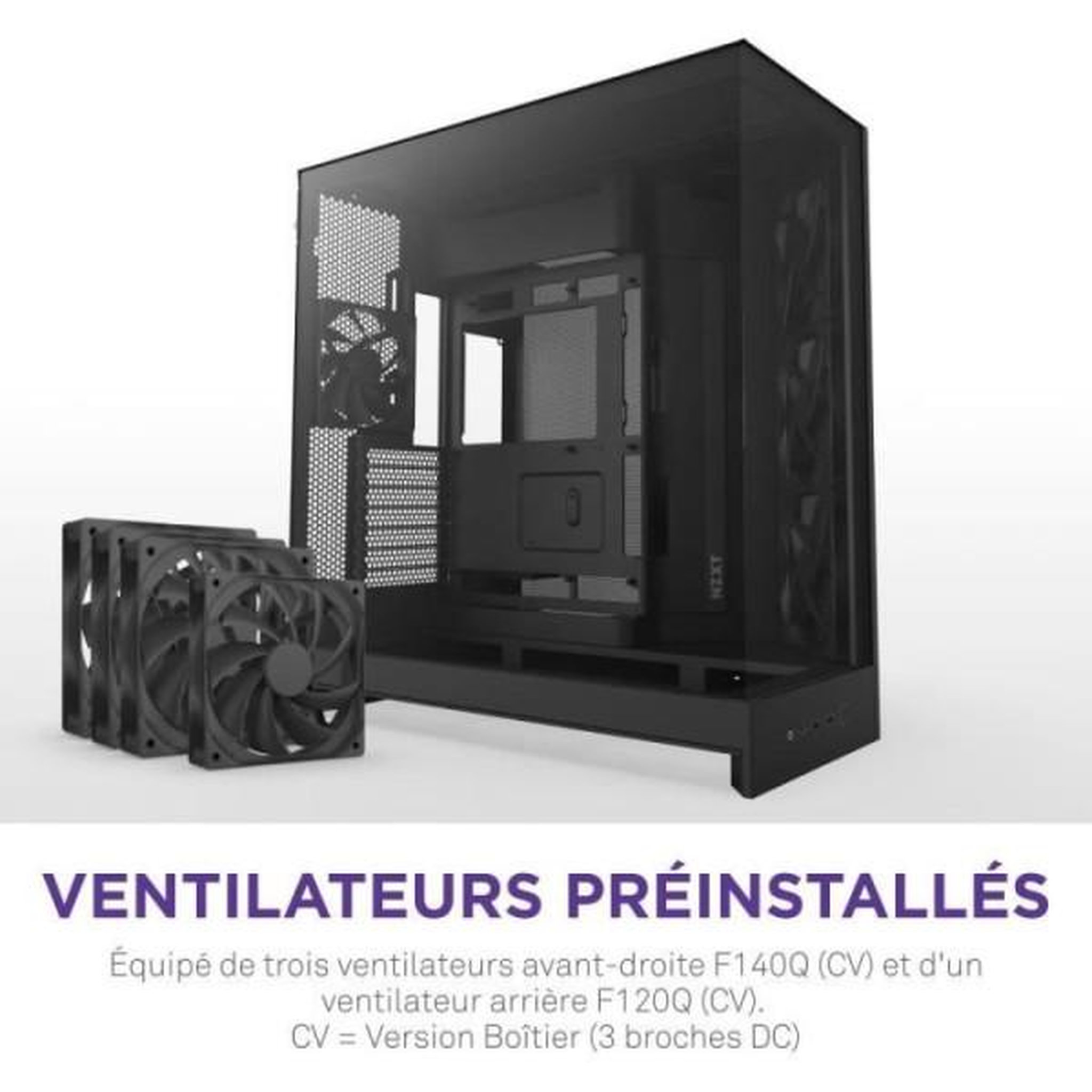 Voir la diapositive 2 : NZXT Boitier moyen-tour double chambre - nzxt - cm-h92fb-01 - h9 flow - noir