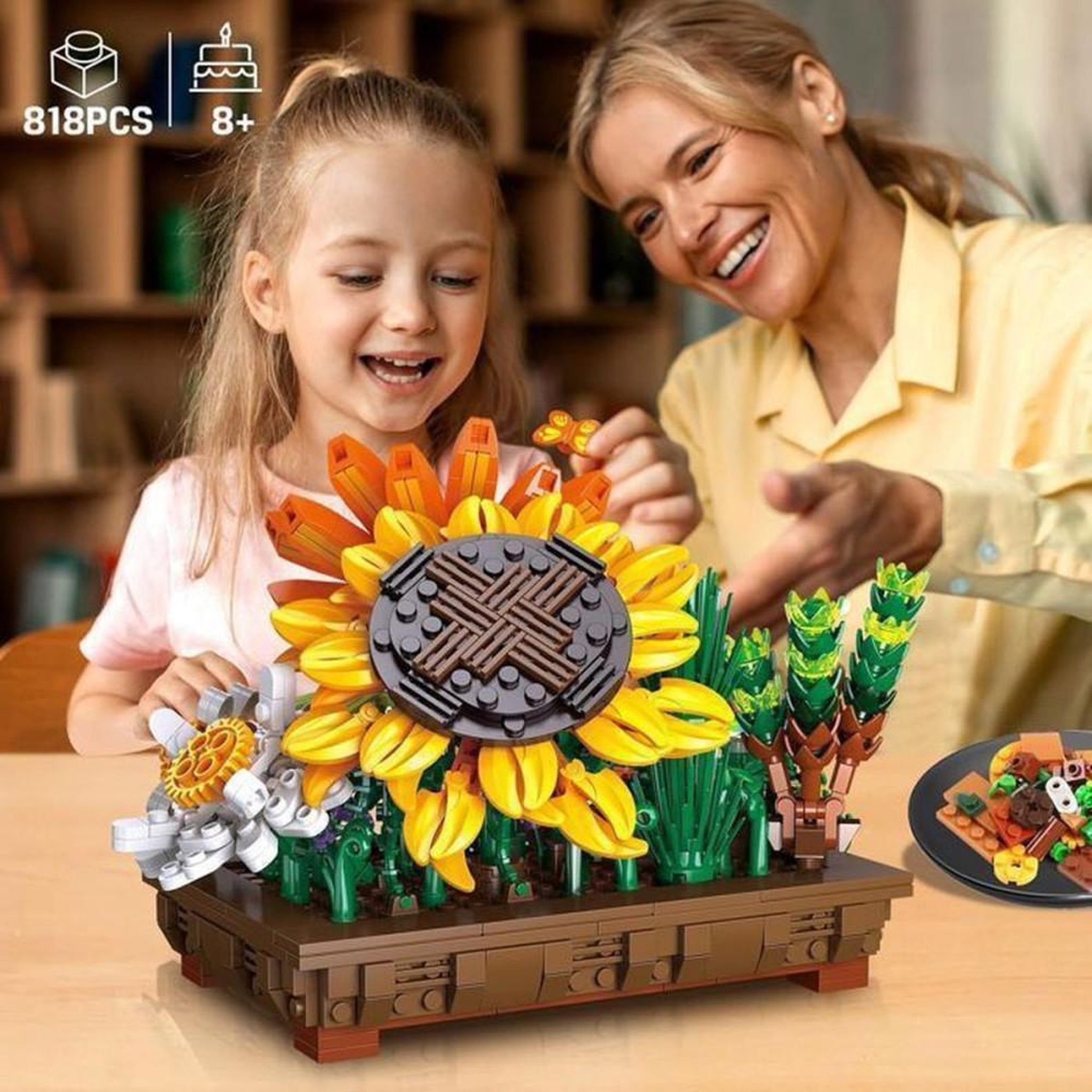Voir la diapositive 4 : Kit de construction 2-en-1 floral bonsaï et fleur de table, 818 pièces, multicolore, dès 8 ans