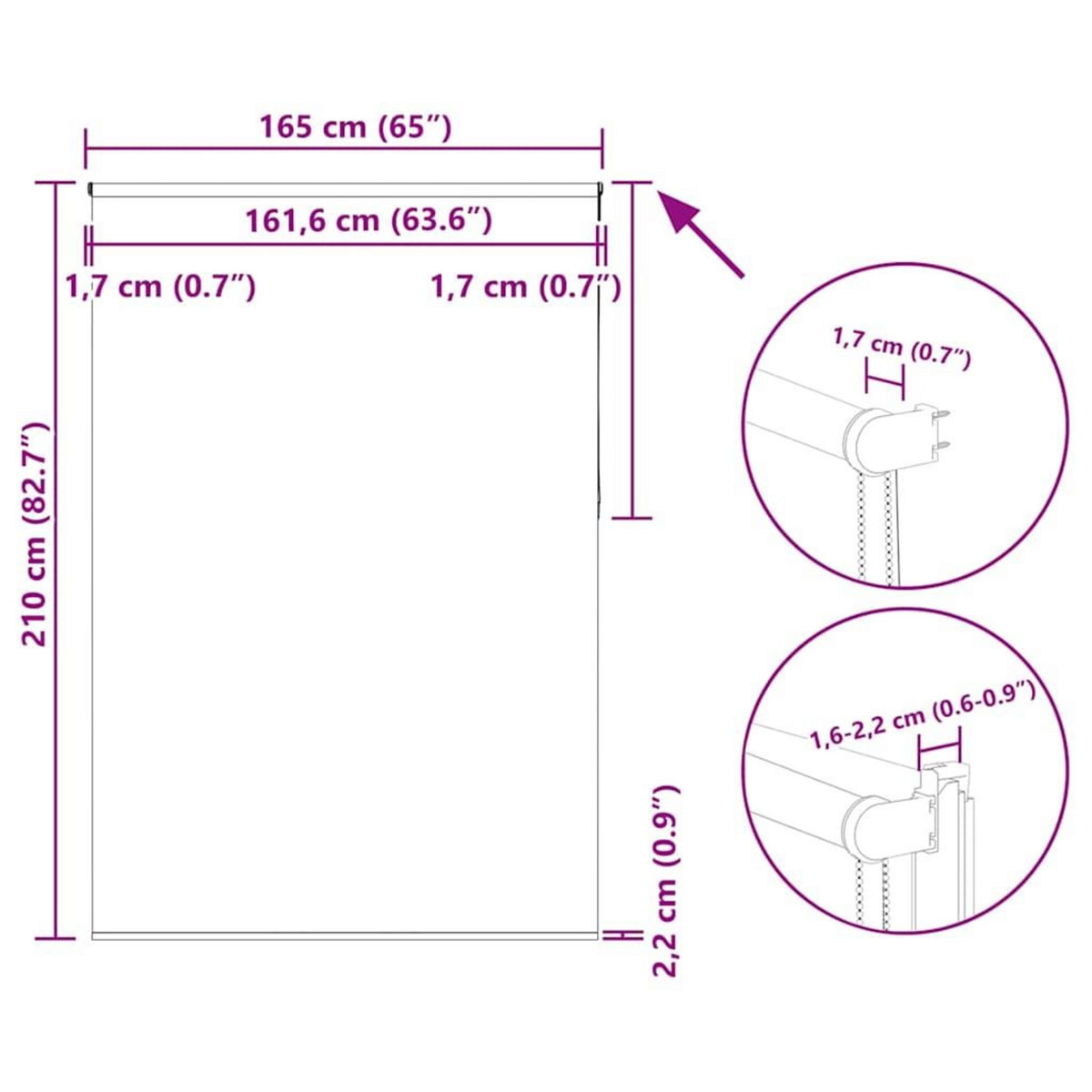 VIDAXL Store enrouleur occultant cafe 165x210cm largeur du tissu