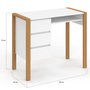 Voir la diapositive 4 : ID MARKET Bureau scandinave HUGO avec 3 tiroirs et niche blanc et bois