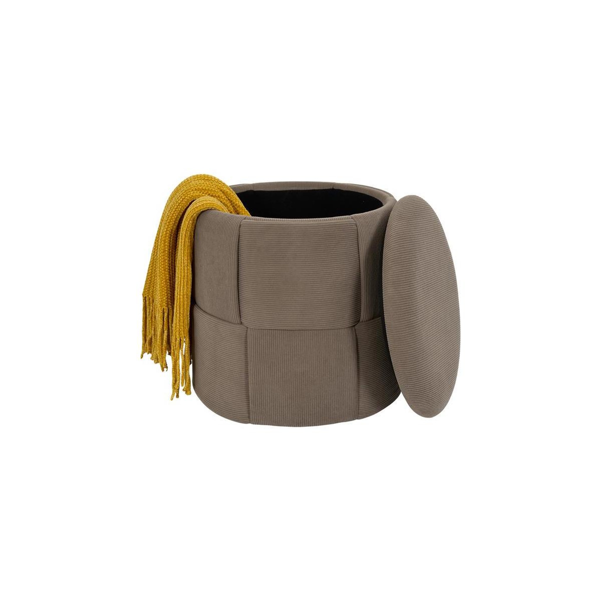 Voir la diapositive 3 : The Home Deco Factory Pouf Coffre Tressé Côtelé  Jules  38cm Taupe