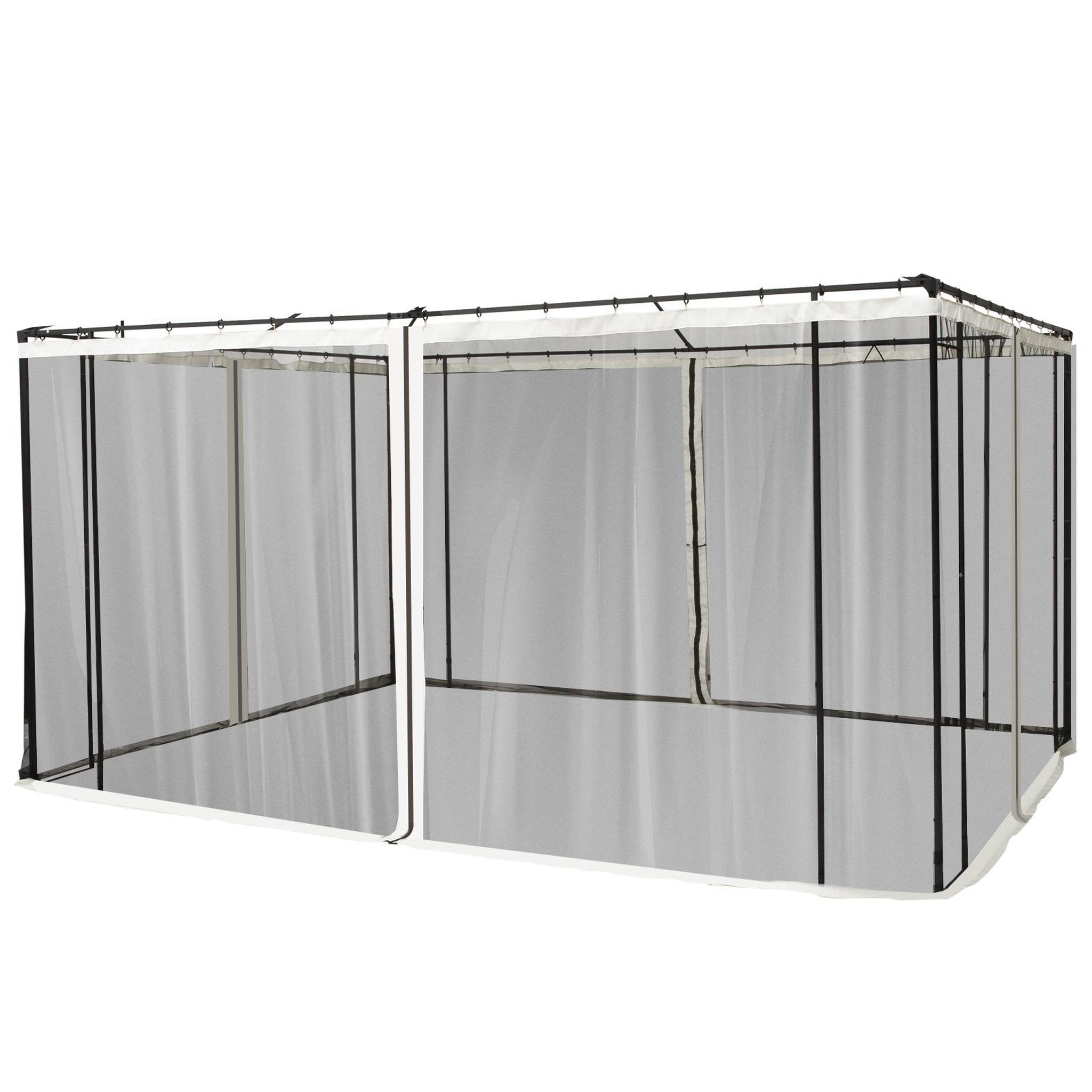 OUTSUNNY Moustiquaires pour tonnelle barnum pavillon de jardin 3 x 4 m - lot de 4 moustiquaires zippées + crochets d'attaches - polyester nylon