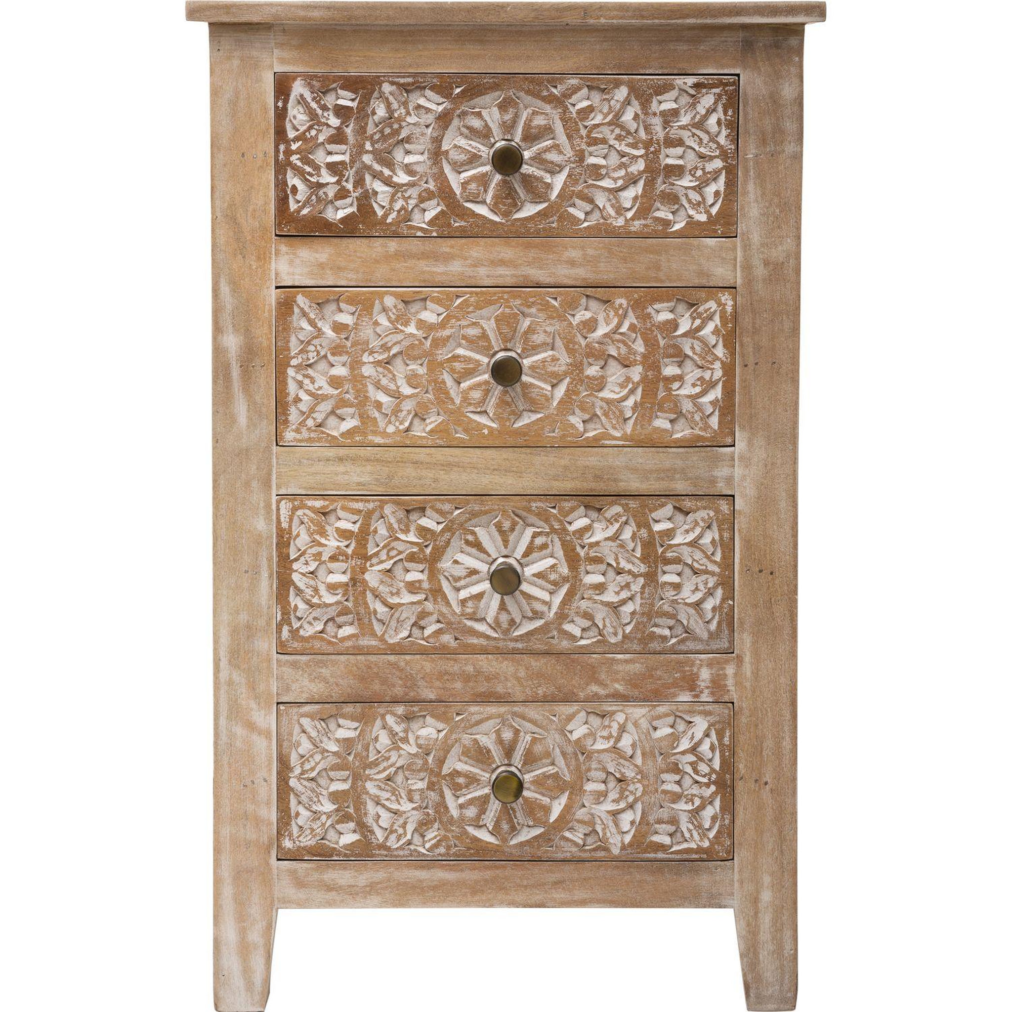 Voir la diapositive 2 : ATMOSPHERA Chiffonnier en bois ethnique shirel - l. 50 x h. 80 cm - marron