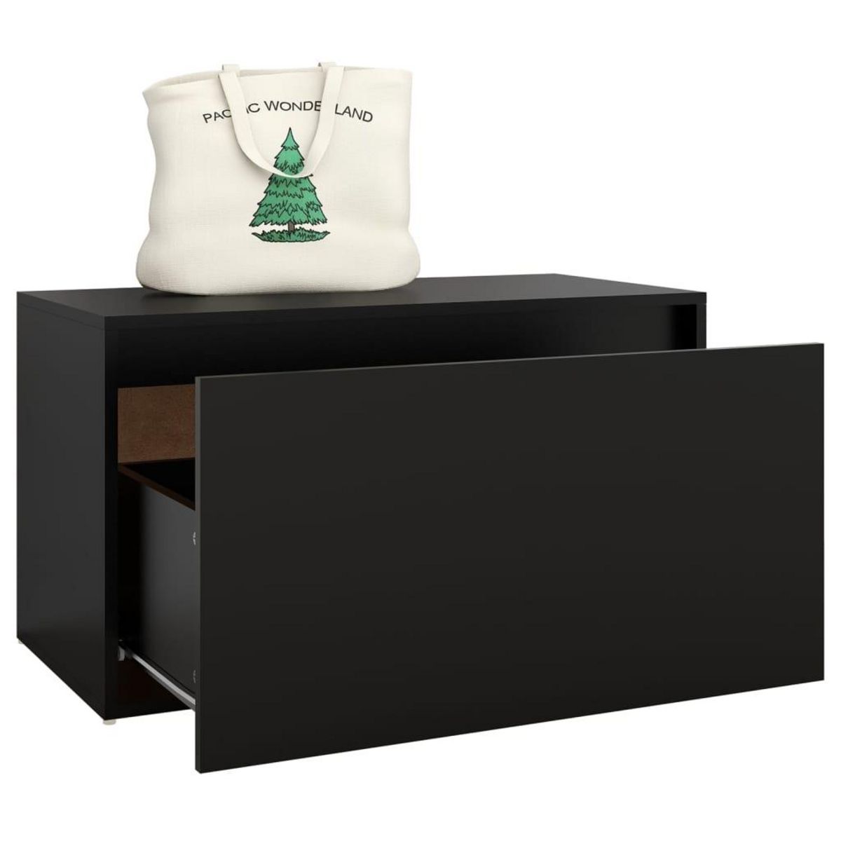 VIDAXL Banc d'entree 80x40x45 cm Noir Bois d'ingenierie