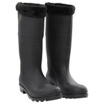 VIDAXL Bottes de pluie avec chaussettes amovibles noir taille 45 PVC