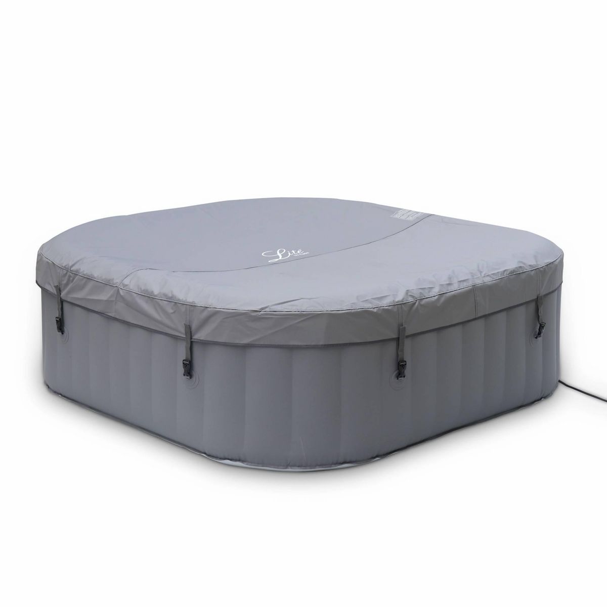 SWEEEK Spa MSPA gonflable carré – Fjord 6 - 6 places.  système anti-gel et désinfection UVC + bâche. 185cm. PVC. pompe. chauffage. gonfleur. filtre