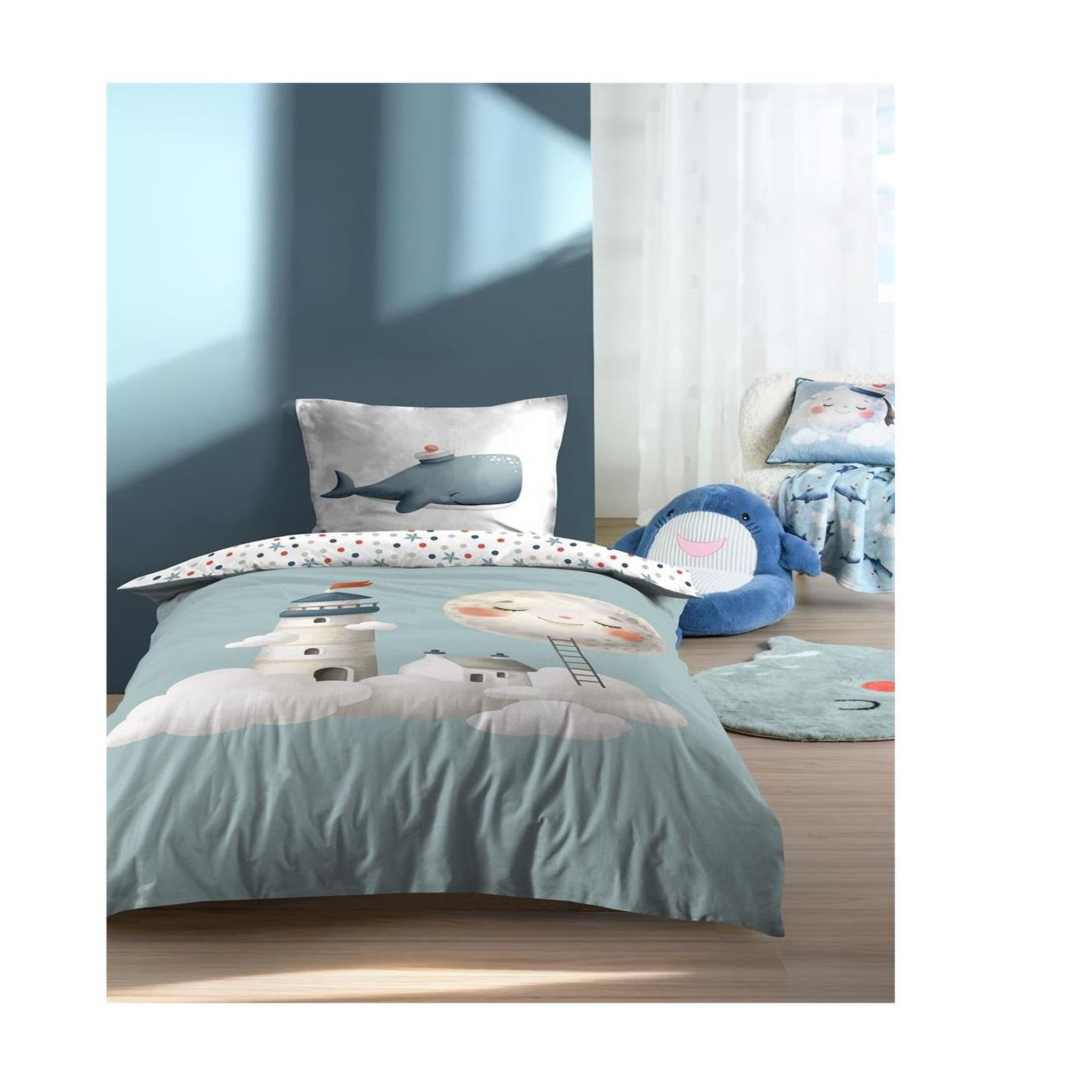 Voir la diapositive 2 : Eden Housse de couette + taie moby la baleine
