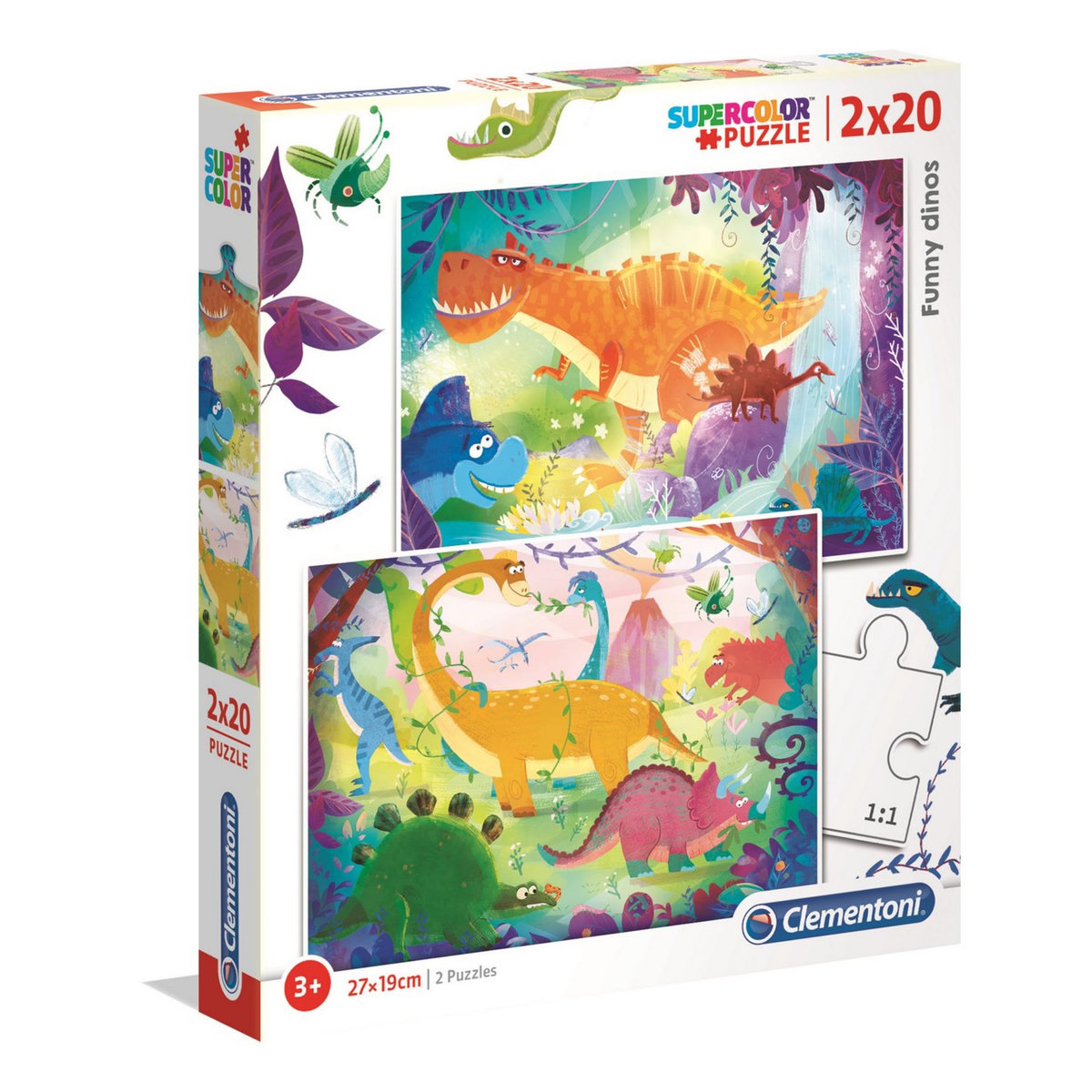 CLEMENTONI Puzzle super color - Dinosaures - 2x20 pièces
