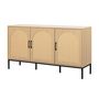 Voir la diapositive 1 : BEST MOBILIER Nagato - buffet bas - cannage et effet bois - 150 cm