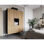 Voir la diapositive 2 : BEST MOBILIER Felicia - armoire - effet bois et noir - 135x200 cm