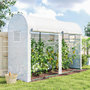Voir la diapositive 4 : OUTSUNNY Serre de Jardin serre à tomates dim. 3 x 1 x 2 m 2 portes 4 fenêtres acier PE haute densité blanc