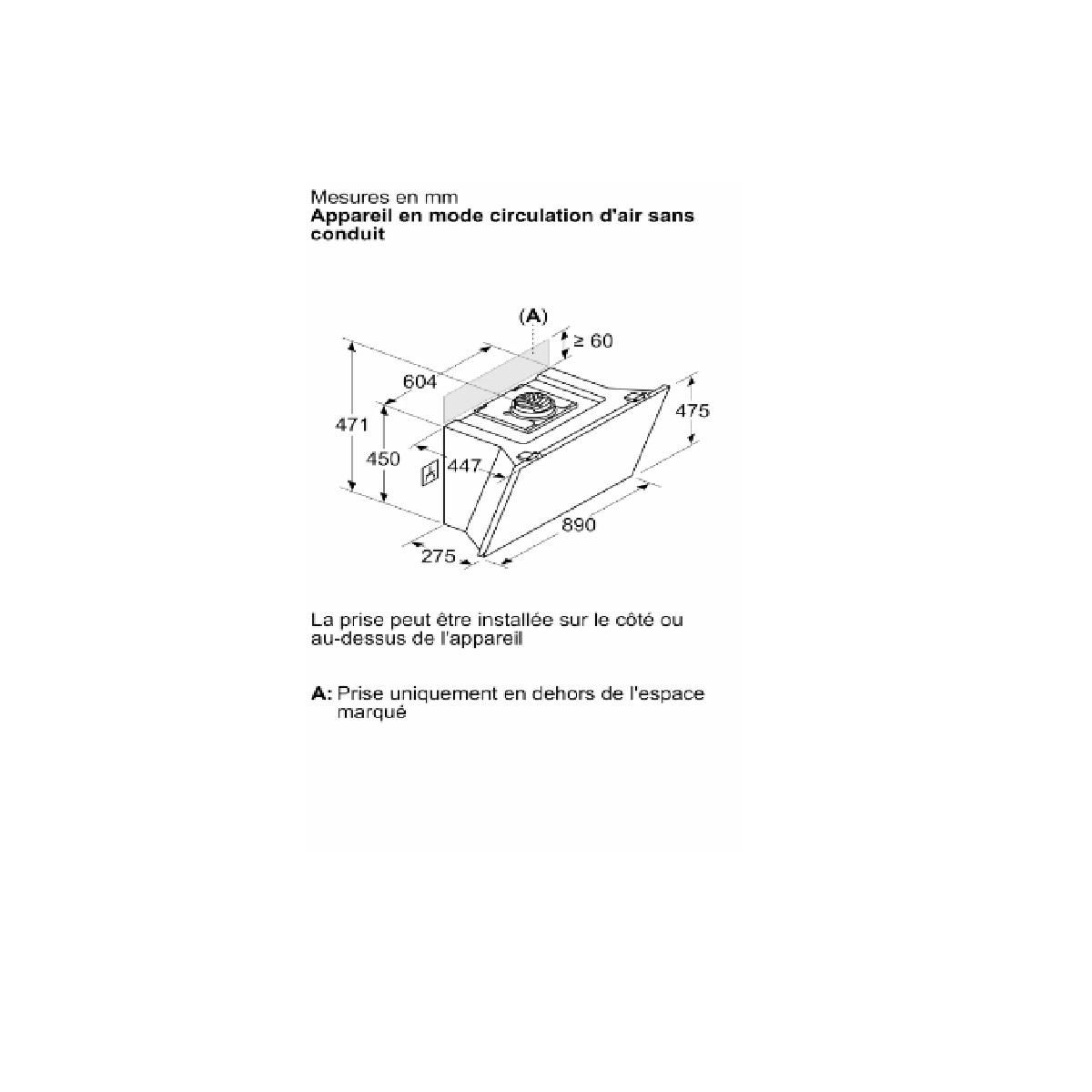 Siemens Hotte décorative inclinée 90cm 51db 441m3/h noir - LC91KLT60