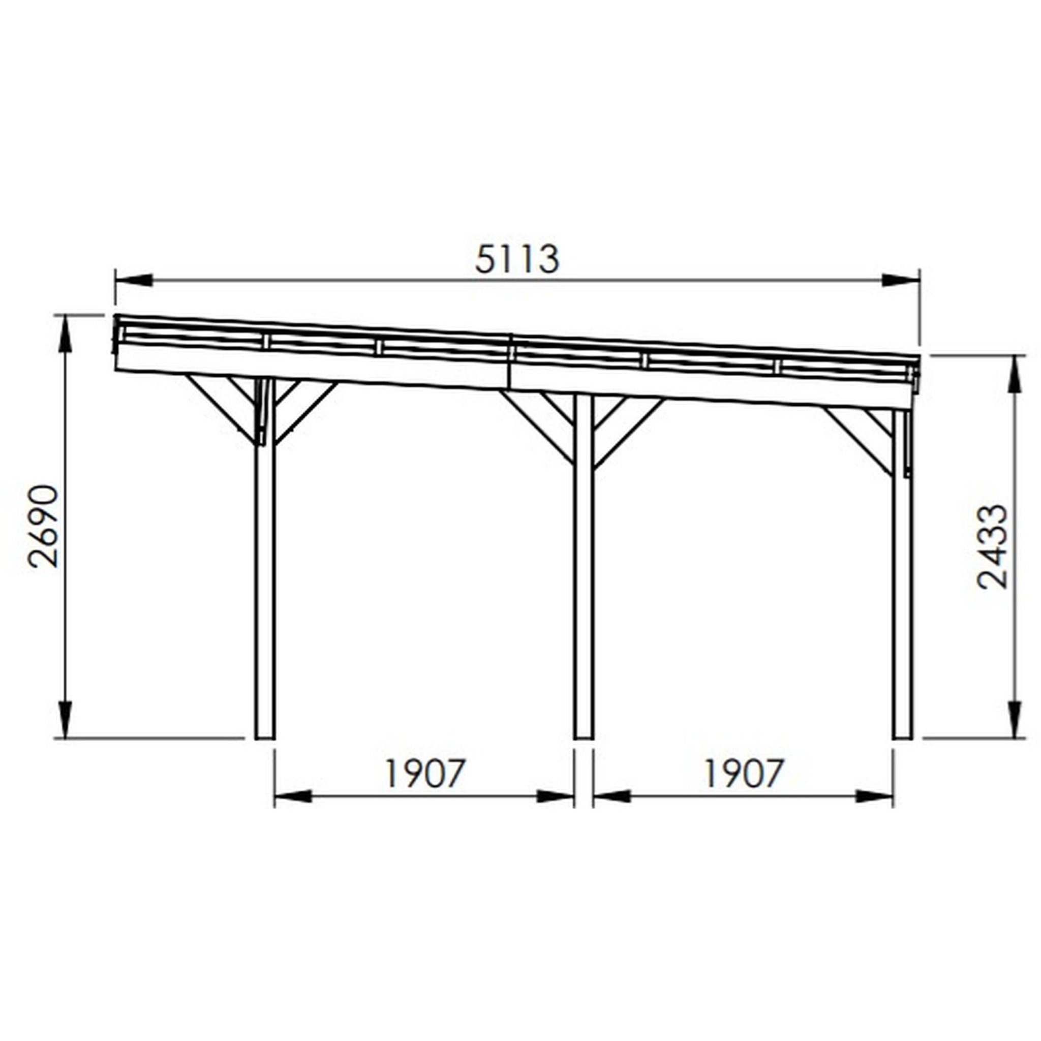 Voir la diapositive 2 : Forest Style Carport adossé toit plat - Bois traité autoclave - 2 voitures - 30,9 m² - VICTOR