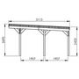 Voir la diapositive 2 : Forest Style Carport adossé toit plat - Bois traité autoclave - 2 voitures - 30,9 m² - VICTOR