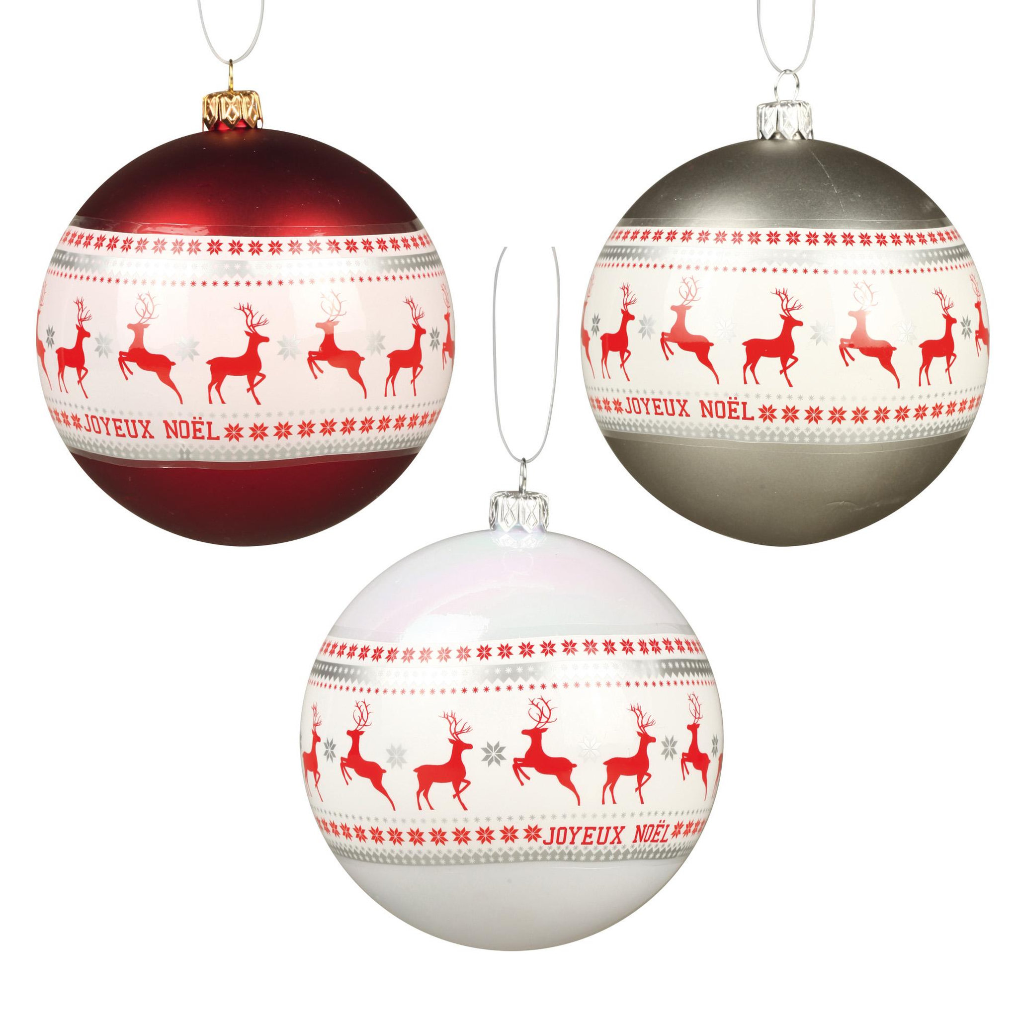Eden Set de 3 boules rennes de noel