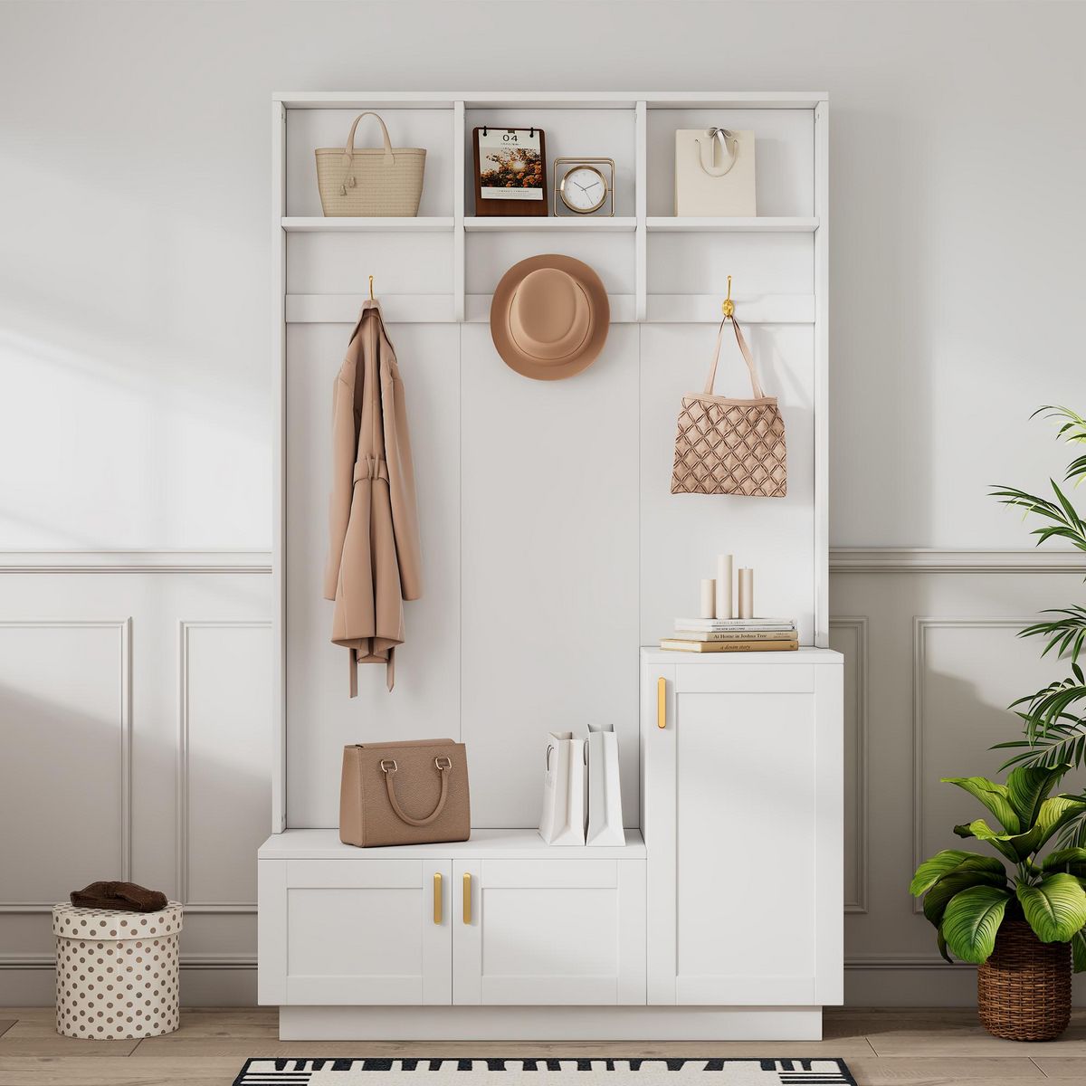 MERAX Meuble d'entrée coloris blanc panneaux de particules