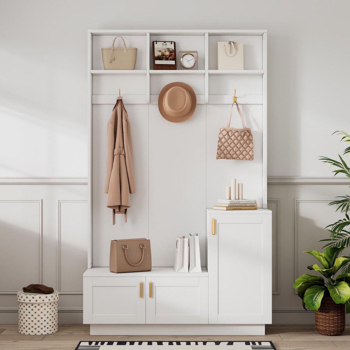 MERAX Meuble d'entrée coloris blanc panneaux de particules