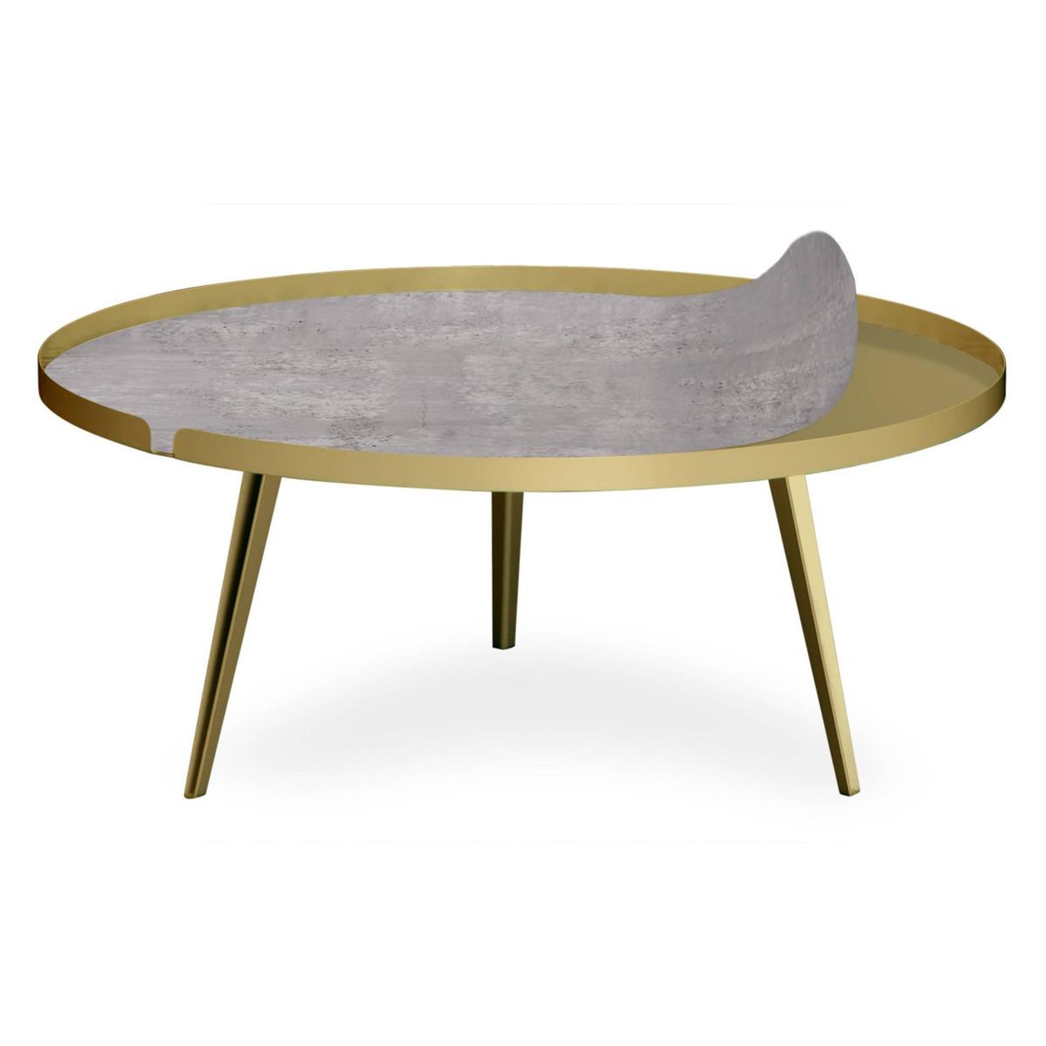 Voir la diapositive 3 : Paris Prix Table basse à rebord 2 covers  texture  90cm or