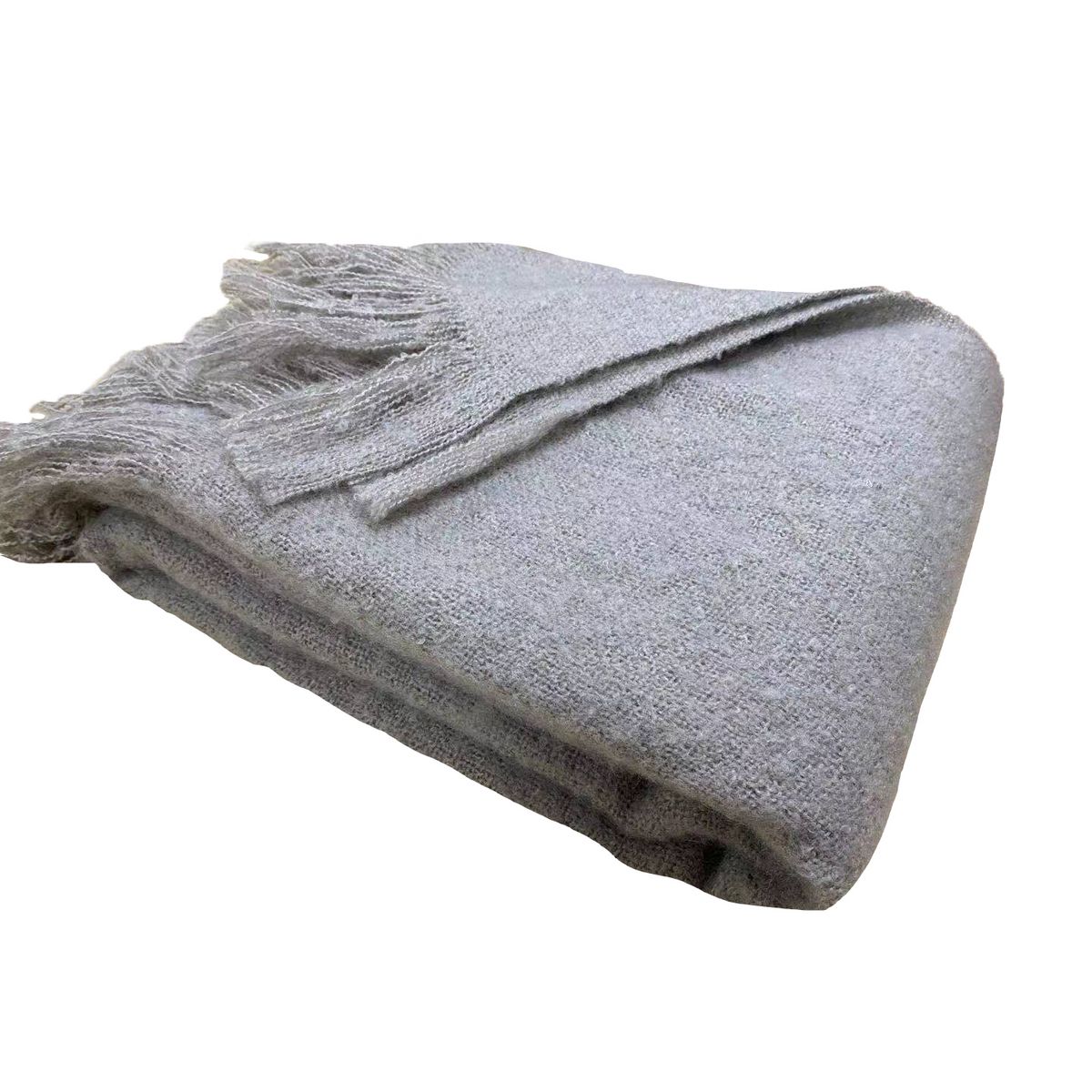 ACTUEL Plaid uni en polyester effet MOHAIR