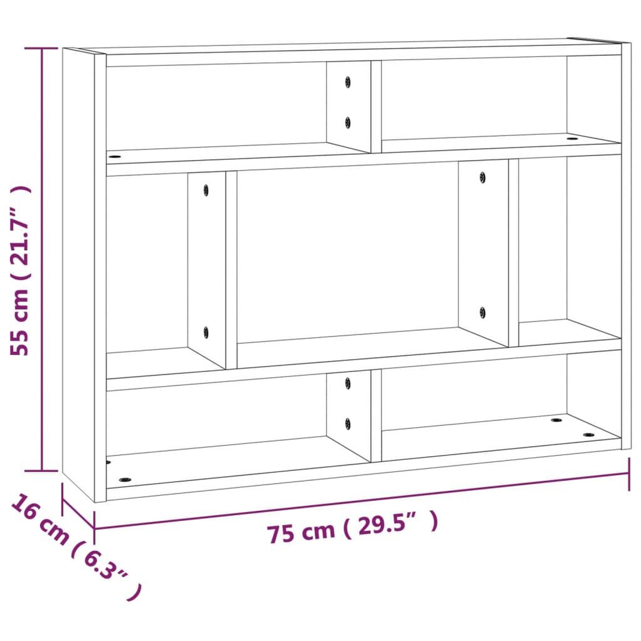 Voir la diapositive 6 : VIDAXL Etagere murale Chene fume 75x16x55 cm Bois d'ingenierie