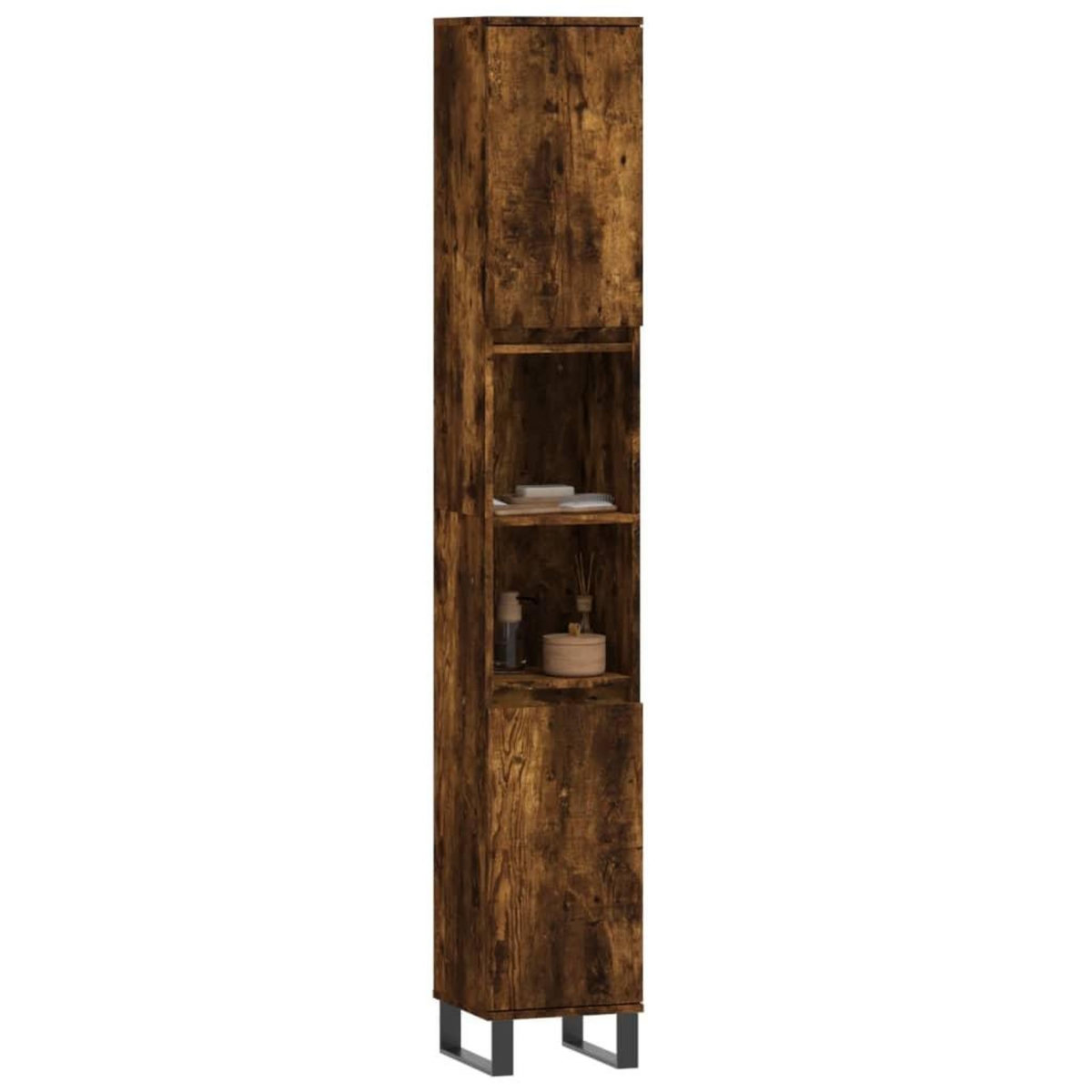 VIDAXL Armoire de bain chene fume 30x30x190 cm bois d'ingenierie