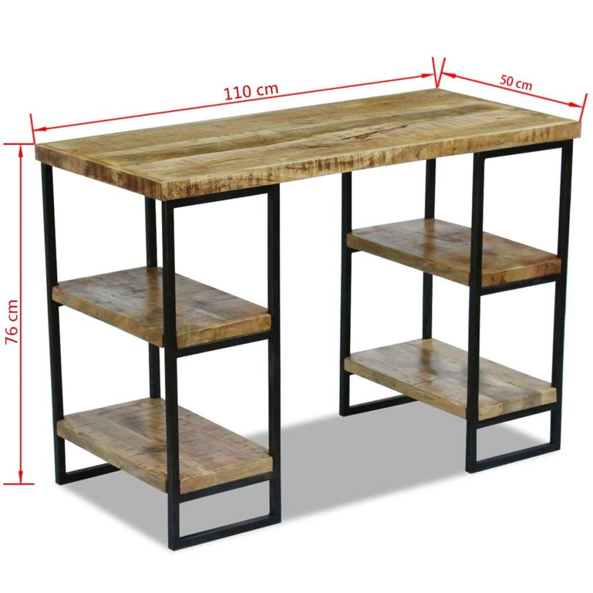 Voir la diapositive 6 : VIDAXL Bureau en bois de manguier 110 x 50 x 76 cm