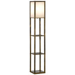 HOMCOM Lampadaire étagère lampe étagère 26L x 26l x 160H cm 3 étagères 4 niveaux MDF aspect bois vieilli