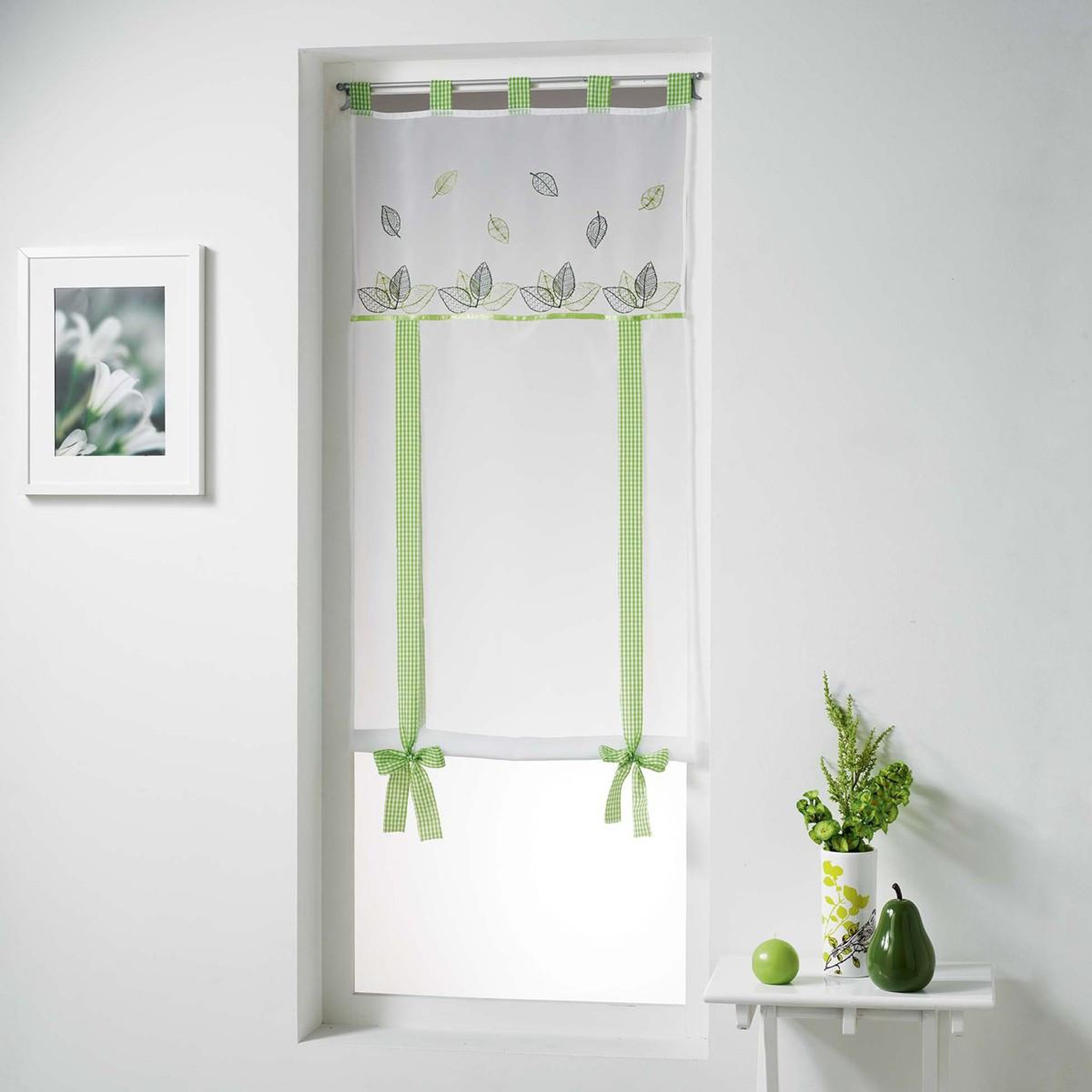 Douceur d'Intérieur Store voilage brodé  anya  60x150cm vert
