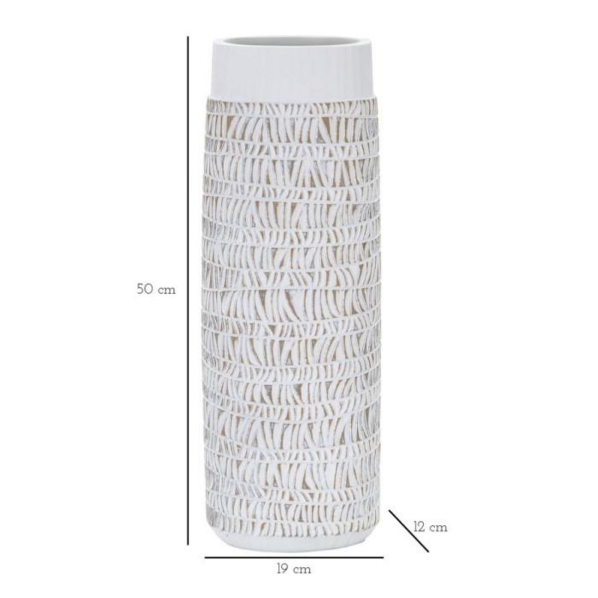 Paris Prix Vase Ovale Abstrait  Nairobi  50cm Blanc