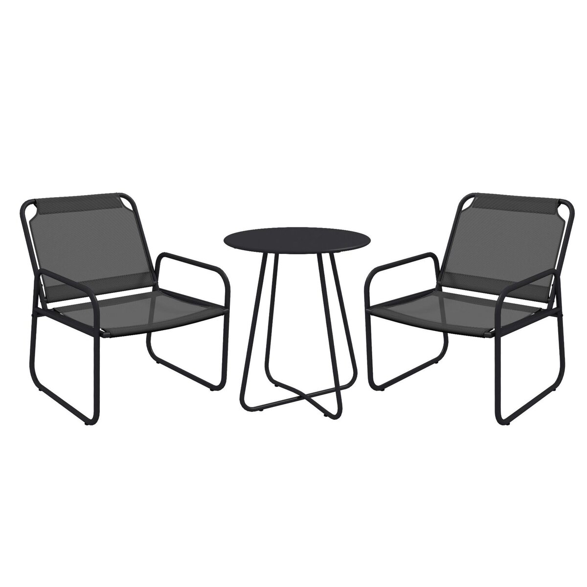 OUTSUNNY Ensemble salon de jardin 3 pcs 2 fauteuils et table ronde gris