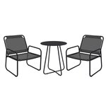OUTSUNNY Ensemble salon de jardin 3 pcs 2 fauteuils et table ronde gris