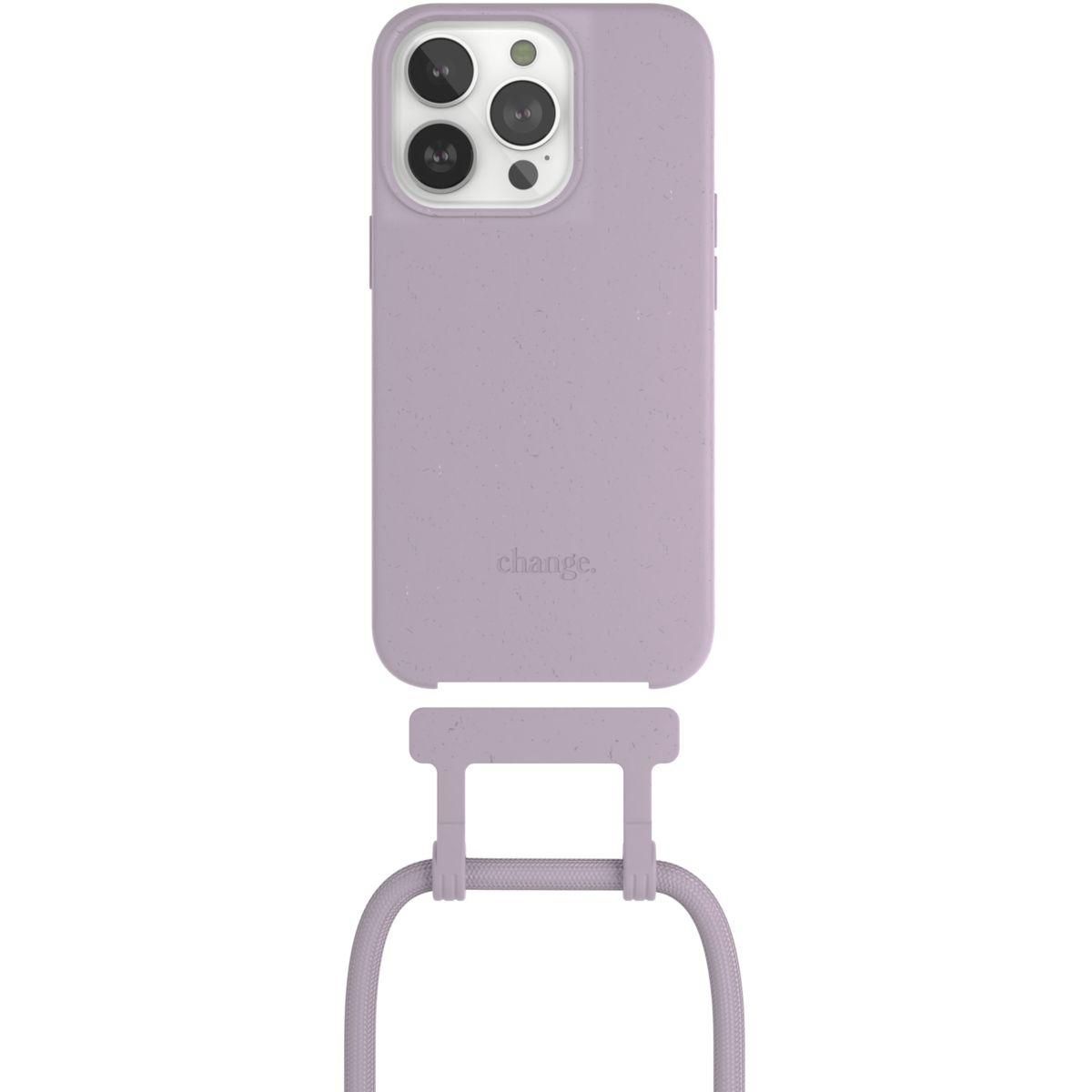 WOODCESSORIES Coque avec cordon iPhone 14 Pro Tour de cou lila