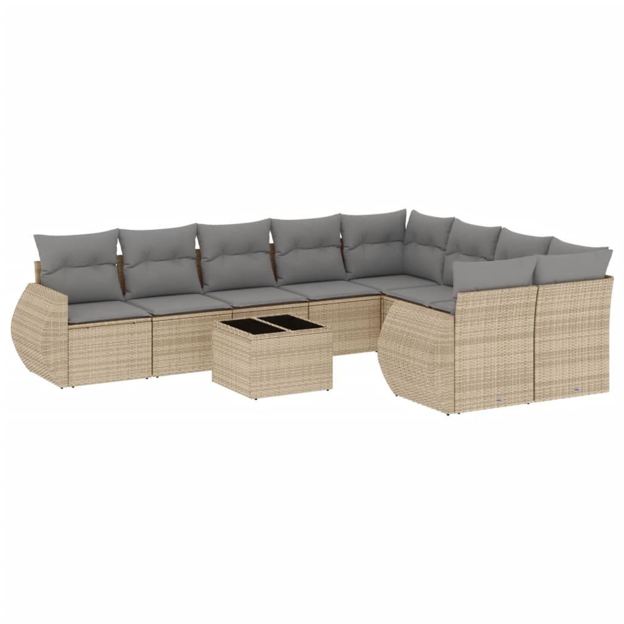 Voir la diapositive 2 : VIDAXL Salon de jardin avec coussins 10 pcs beige resine tressee
