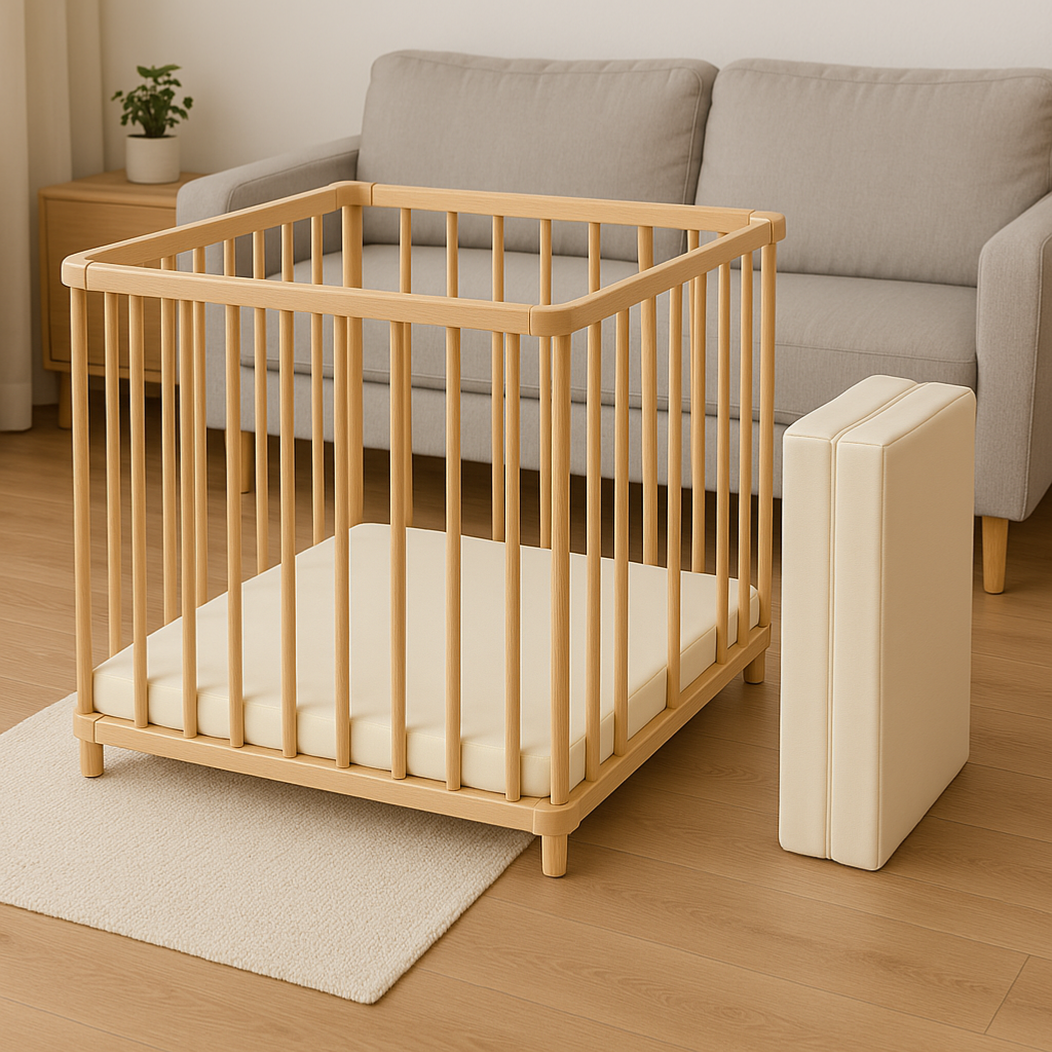 Voir la diapositive 2 : CH'TI BOUT Matelas pliant 95 x 95 x 5 cm pour lit parc