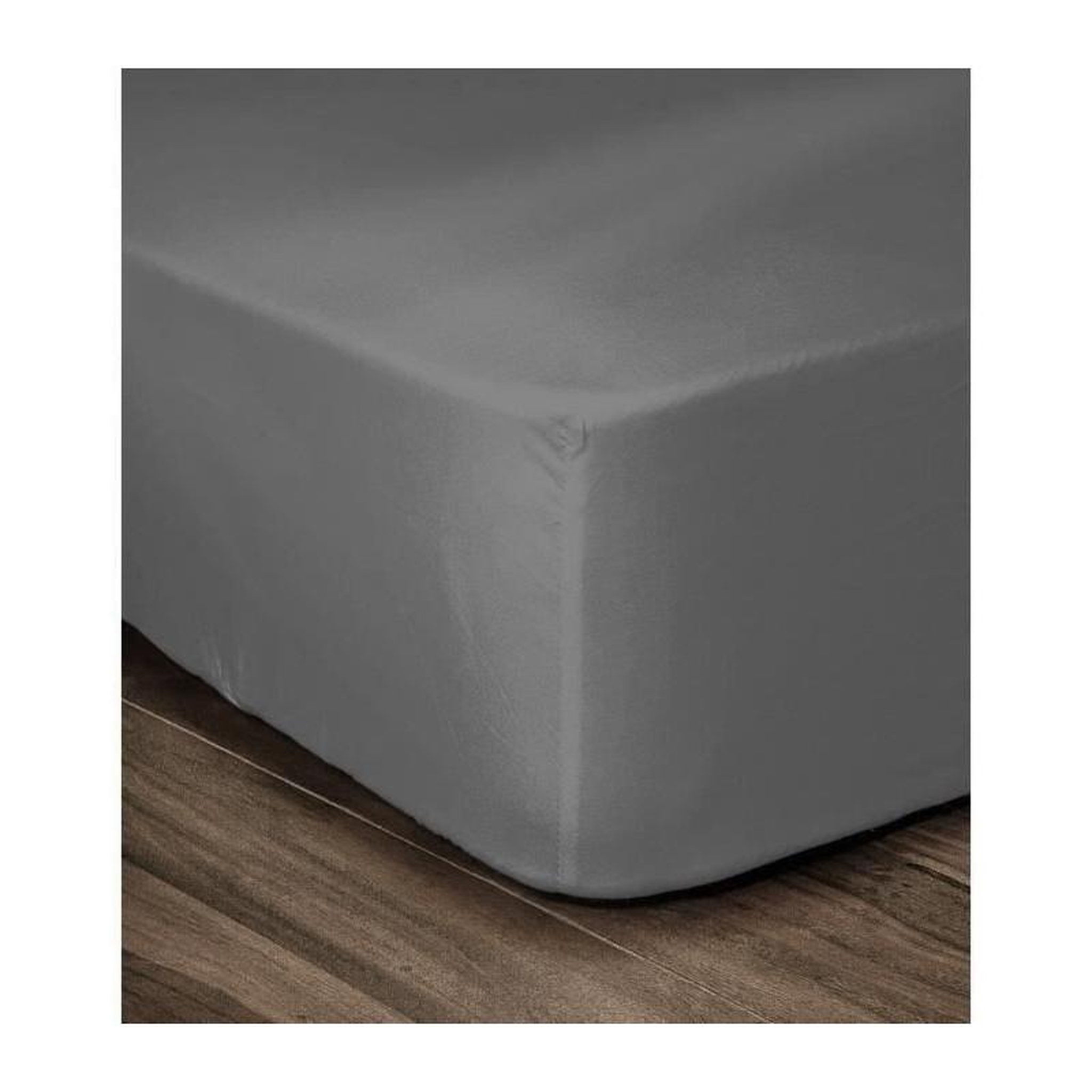 Voir la diapositive 2 : LOVELY HOME LOVELY HOME Drap Housse 100% Coton 180x200cm - Bonnet 35cm - Gris fonce