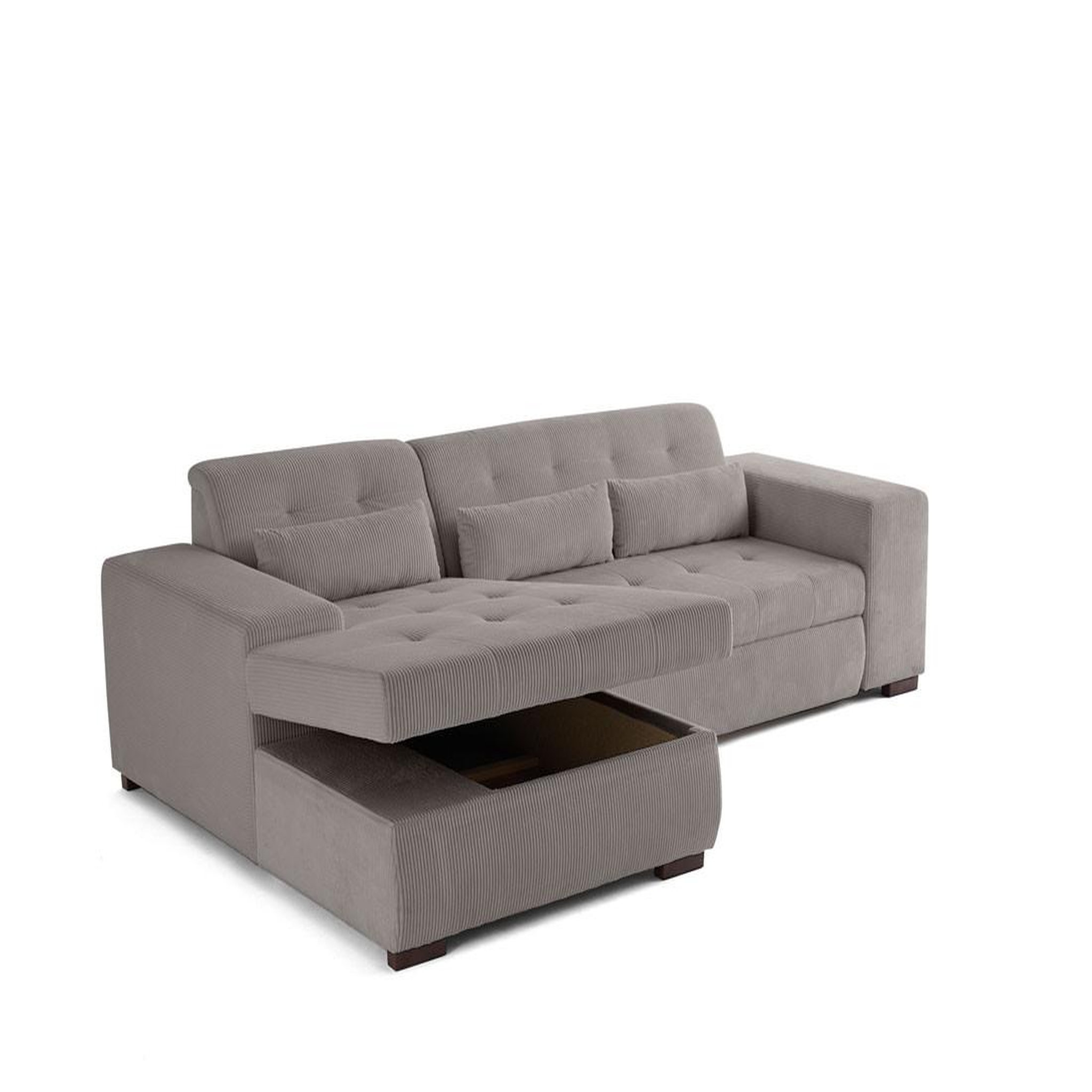Voir la diapositive 4 : LISA DESIGN Vermont - canapé d'angle gauche - 4 places - convertible avec coffre - en velours côtelé