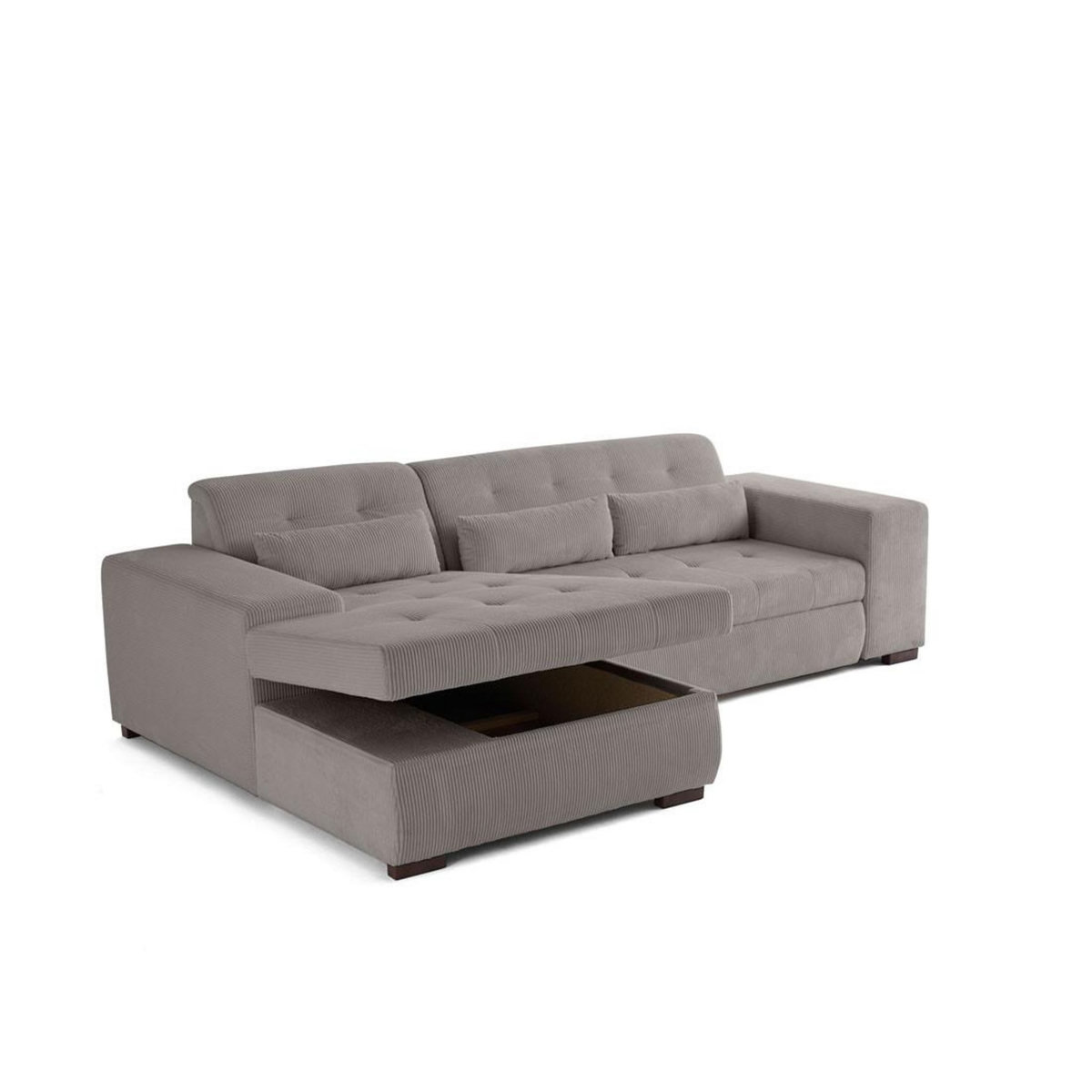 LISA DESIGN Vermont - canapé d'angle gauche - 4 places - convertible avec coffre - en velours côtelé